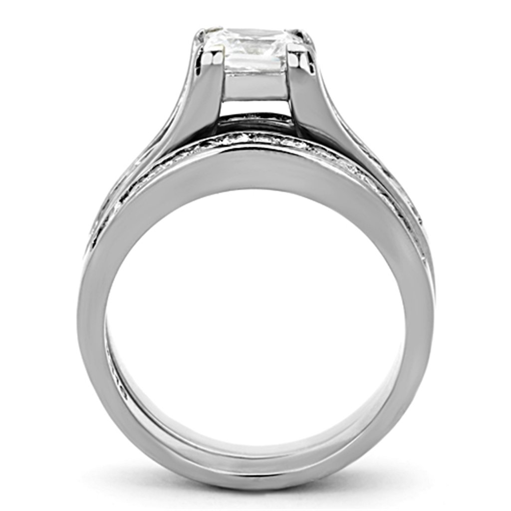 His & Her Silver Stainless Steel Wedding Rings Set - Titanium Bands for Couples