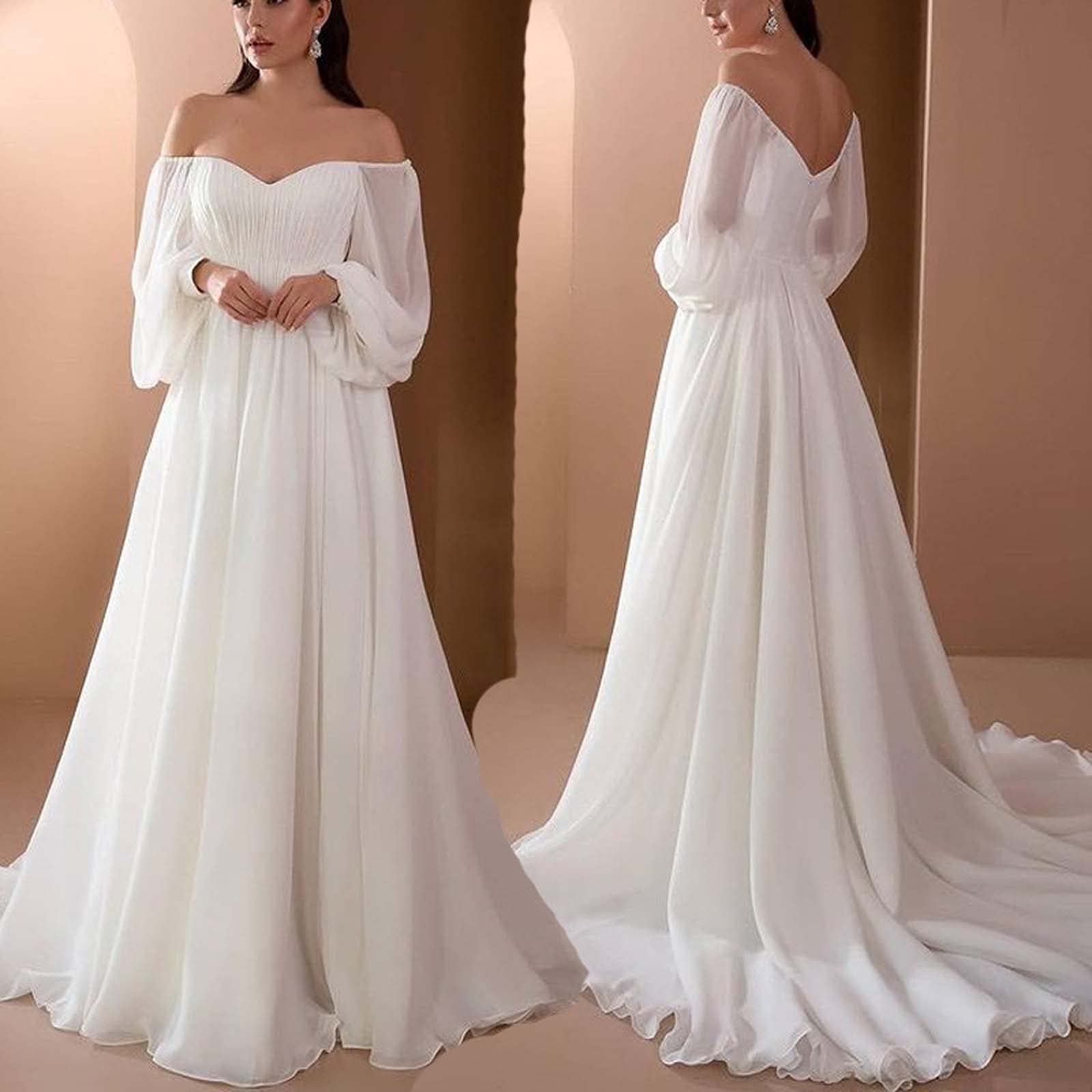 Elegant Off-Shoulder White Maxi Dress for Women - Sexy Bridesmaid & Wedding Guest Formal Gown - Perfect for Beach Weddings, Evening Parties & Special Occasions