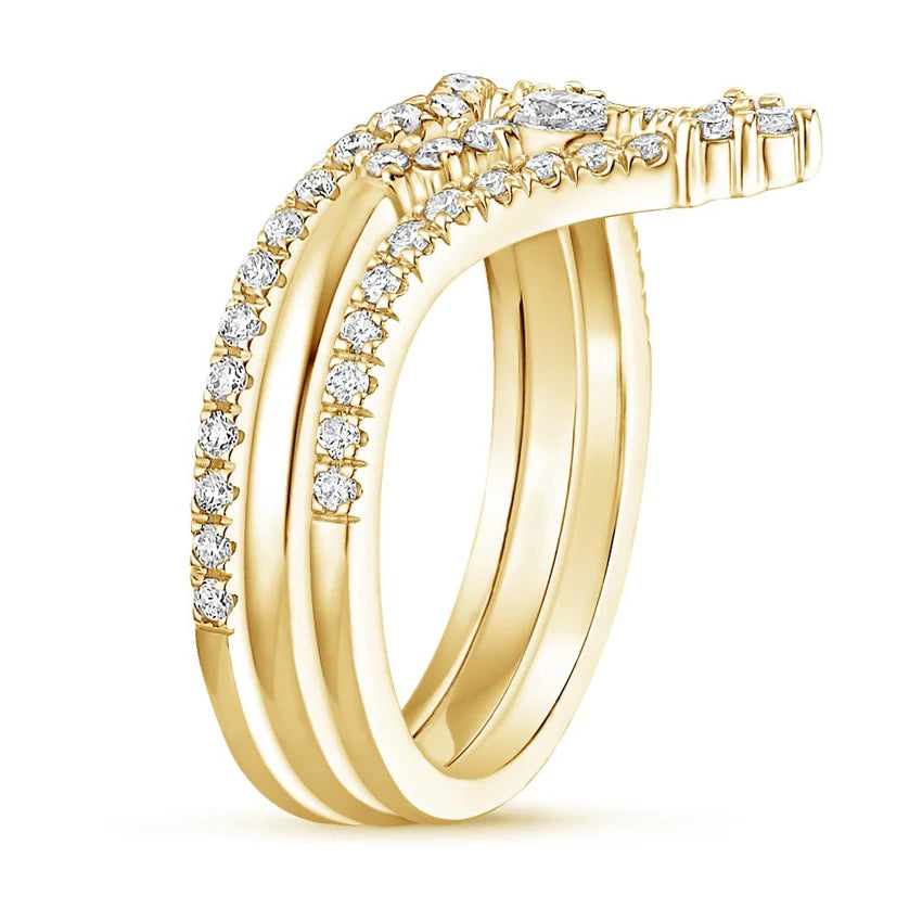 Luxury Crown Diamond Stackable Wedding Band Ring for Women - 14K White Gold Bridal Set - Perfect for Engagement, Anniversary & Special Occasions