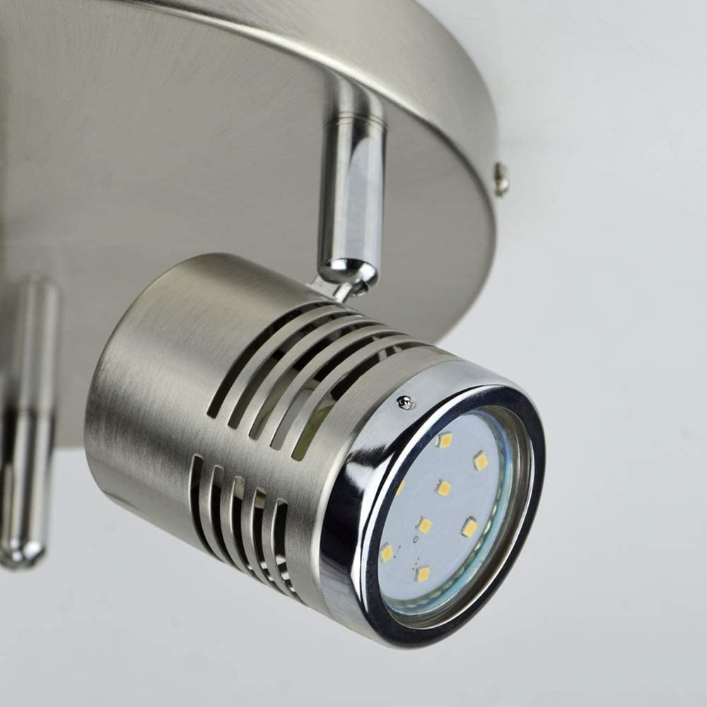 DLLT Industrial Directional Track LED Light - 3-Light Round Ceiling Spot Lighting for Living Room, Dining Room, Office, Bedroom, Picture Wall & Kitchen | Warm White 3000K | GU10 Bulbs Included | Perfect for Accent Lighting & Home Decor