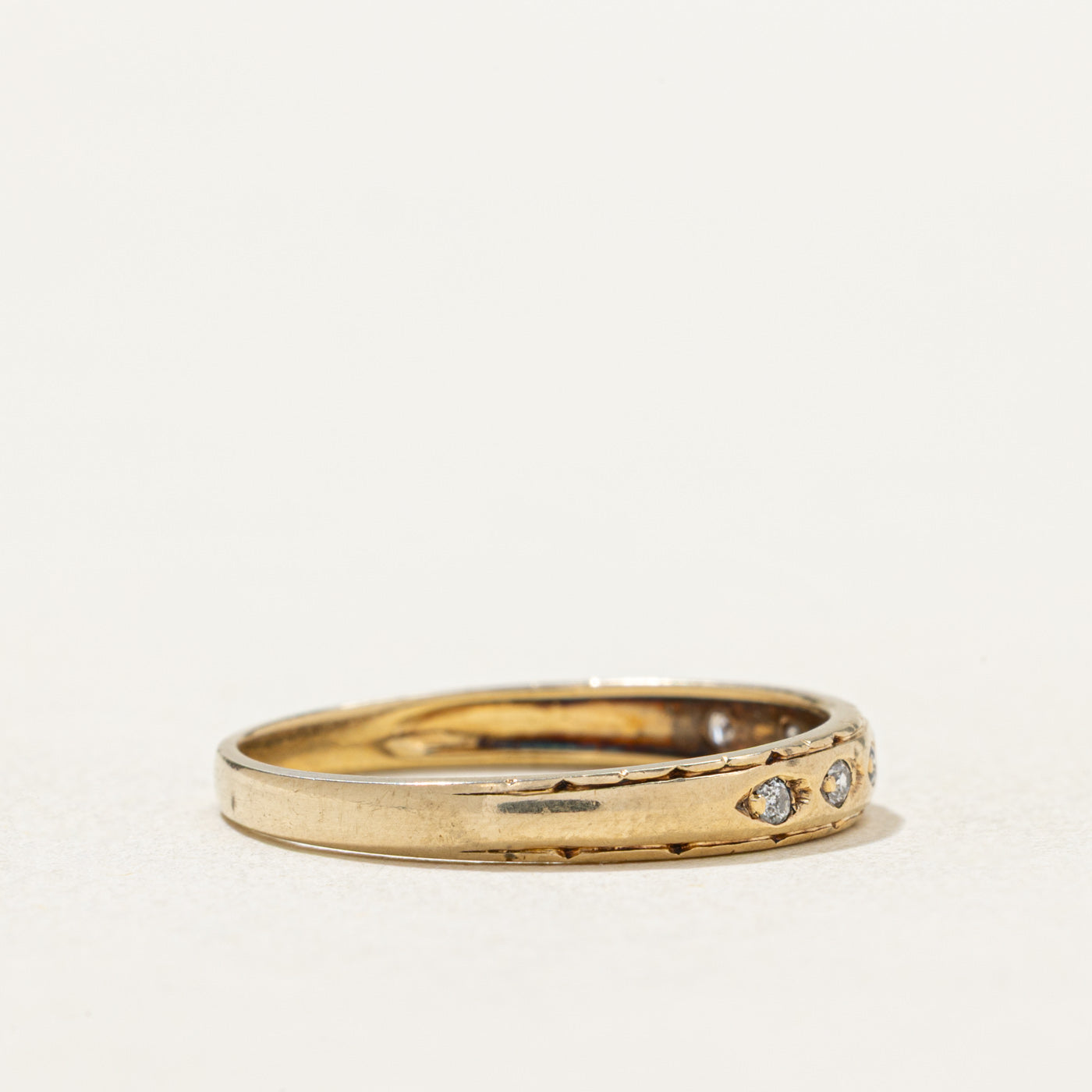 10K Gold Semi Eternity Diamond Wedding Band Ring - 0.03ctw Round Cut Diamonds - Size 6.5 - Perfect for Anniversary Gifts, Bridal Jewelry & Everyday Elegance