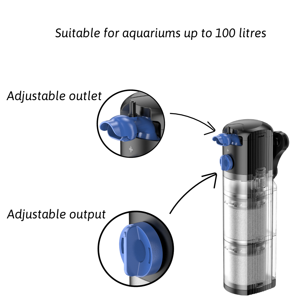AllPondSolutions INFIL 700 Aquarium Internal Filter - 500L/H Flow Rate for Freshwater & Saltwater Fish Tanks - Ideal for Small to Medium Aquariums up to 30 Gallons