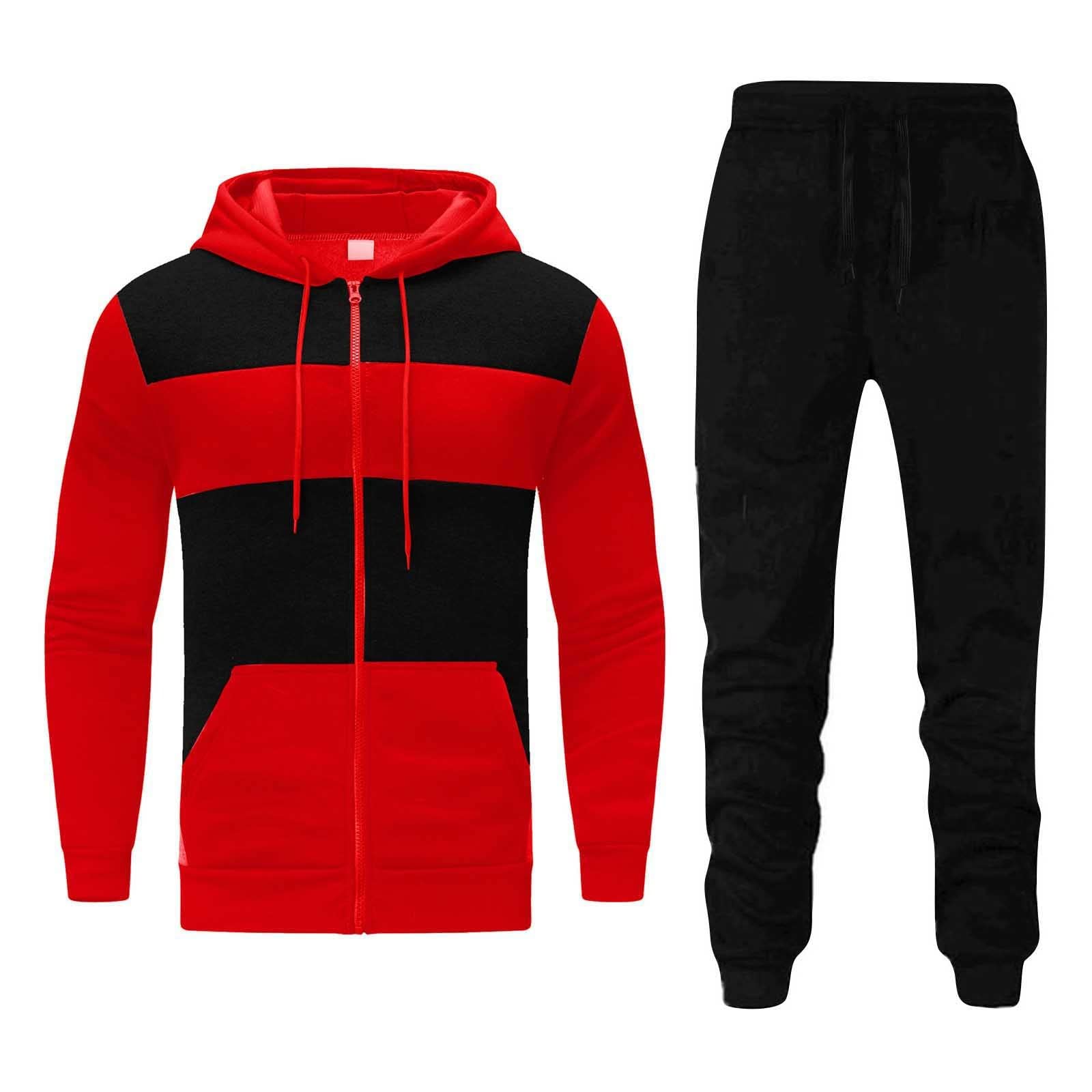 Fossean Men's Track Suit Set - Black Hooded Sweatshirt & Joggers - Casual Activewear for Men & Boys Under $500 - Gym, Running, Lounge & Streetwear Outfit