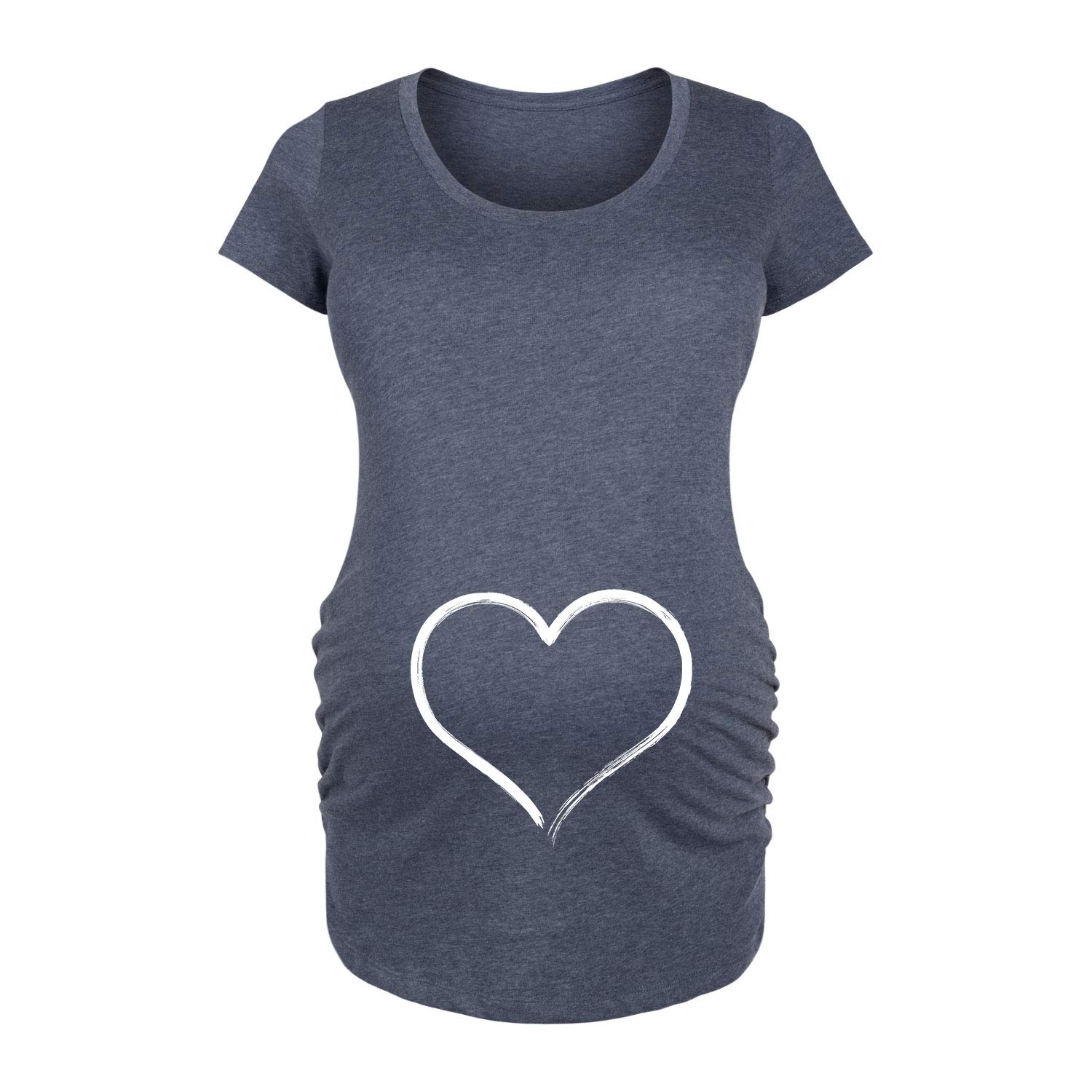 Bloom Maternity Heart Belly Scoop Neck Pregnancy T-Shirt - Soft Cotton Stretch Maternity Top for Expecting Moms - Perfect for Everyday Wear, Baby Showers & Maternity Photos
