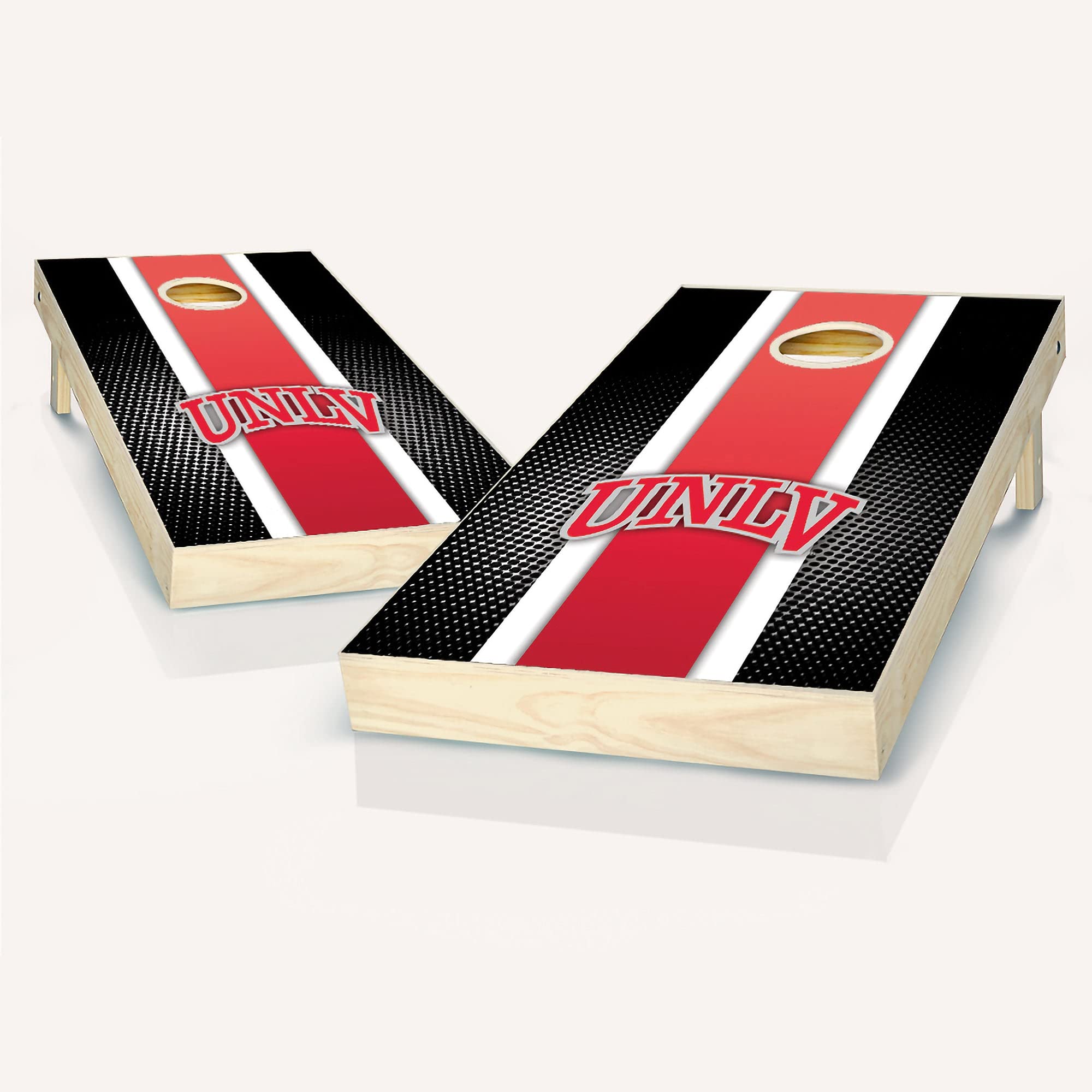 Premium UNLV Stripe Cornhole Game Set - 2 Wooden Boards & 8 Bean Bags for Outdoor Tailgating, Backyard Parties, and College Game Day Fun