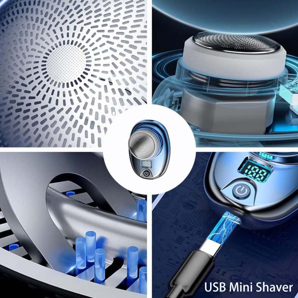 Pyrinov Rechargeable Waterproof Electric Shaver for Men - Multifunctional Mini Portable Trimmer with LED Display | Perfect for Travel, Gym & Daily Grooming (Blue)