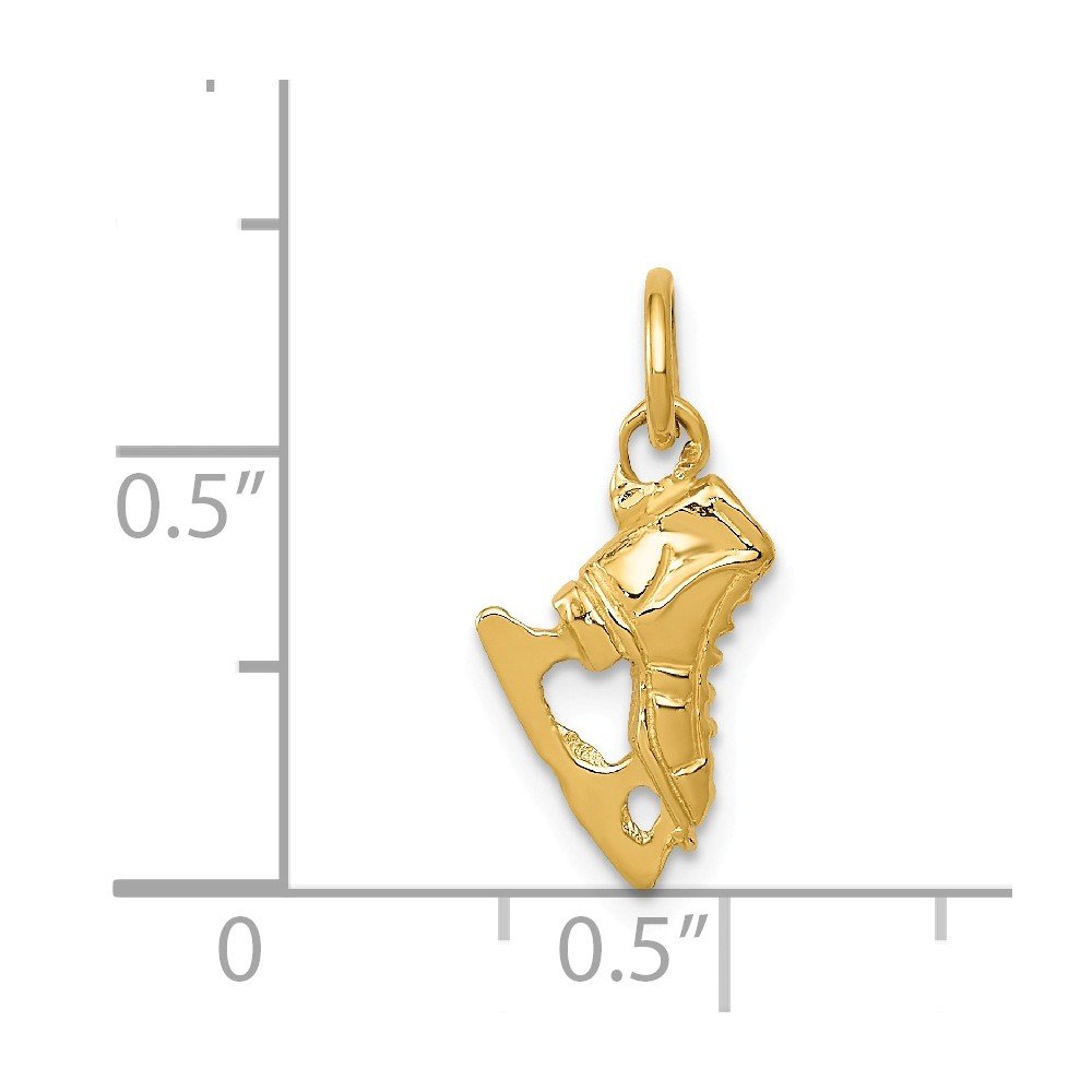 14K Solid Yellow Gold Ice Skate Charm Pendant - 15mm x 7mm Dainty Figure Skating Jewelry Gift for Skaters, Coaches & Ice Dance Lovers - Perfect for Necklaces, Bracelets & Special Occasions