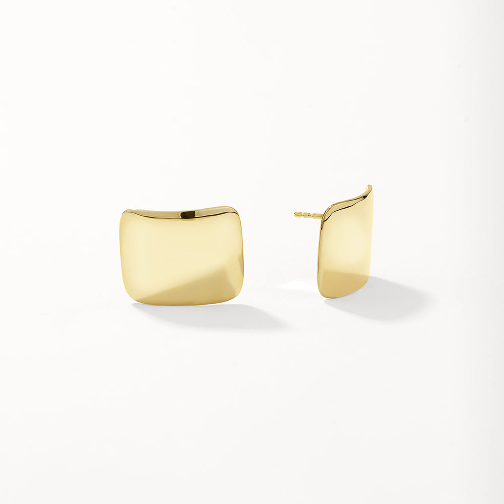 Gold Square Dome Stud Earrings for Women - Minimalist Geometric Jewelry for Everyday Wear & Special Occasions