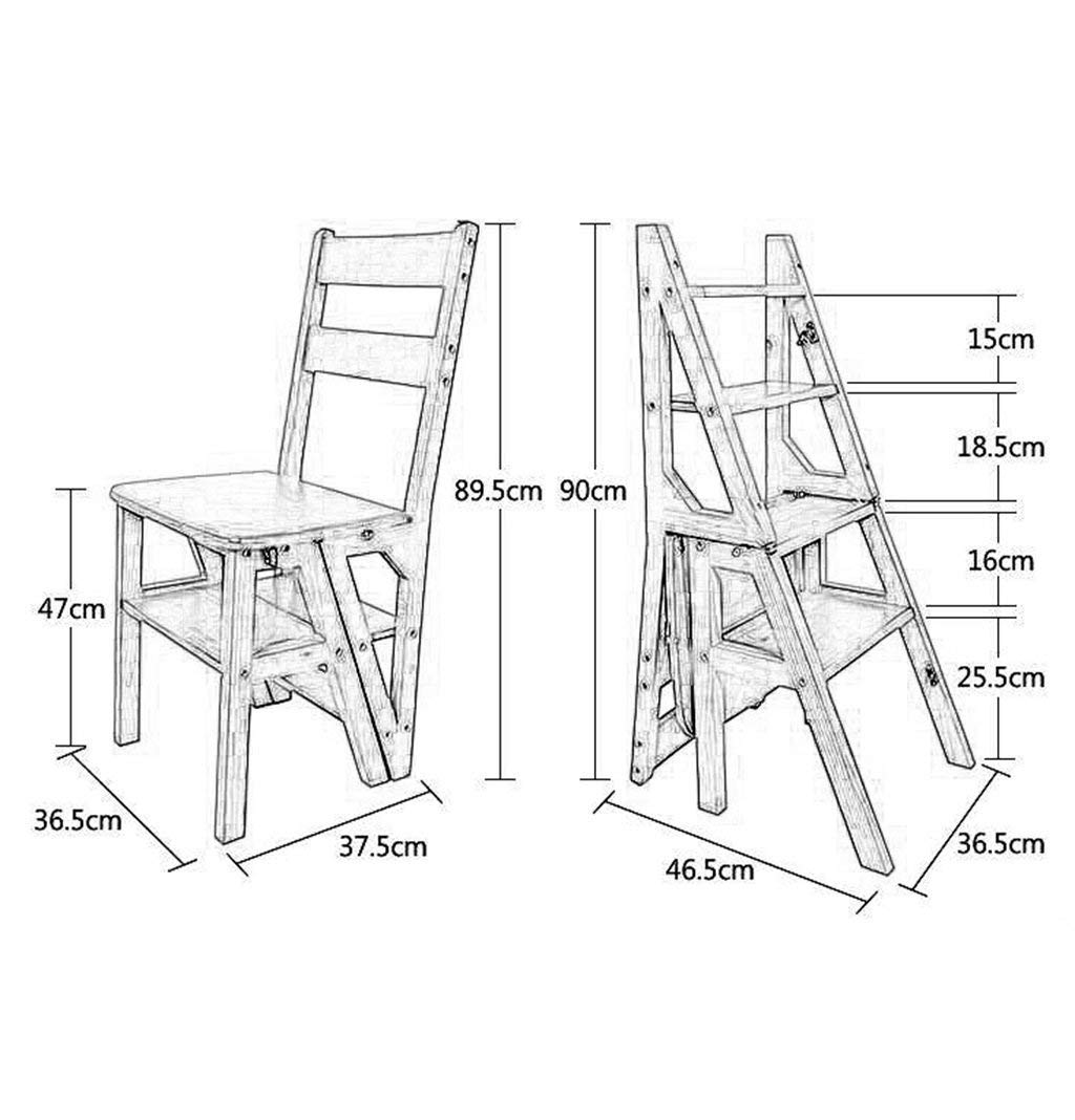 Foldable Wooden Step Stool with 4 Steps - Solid Wood Collapsible Ladder Stool, Multifunctional Folding Chair for Home, Kitchen, Bathroom - 4 Color Options, High Weight Capacity