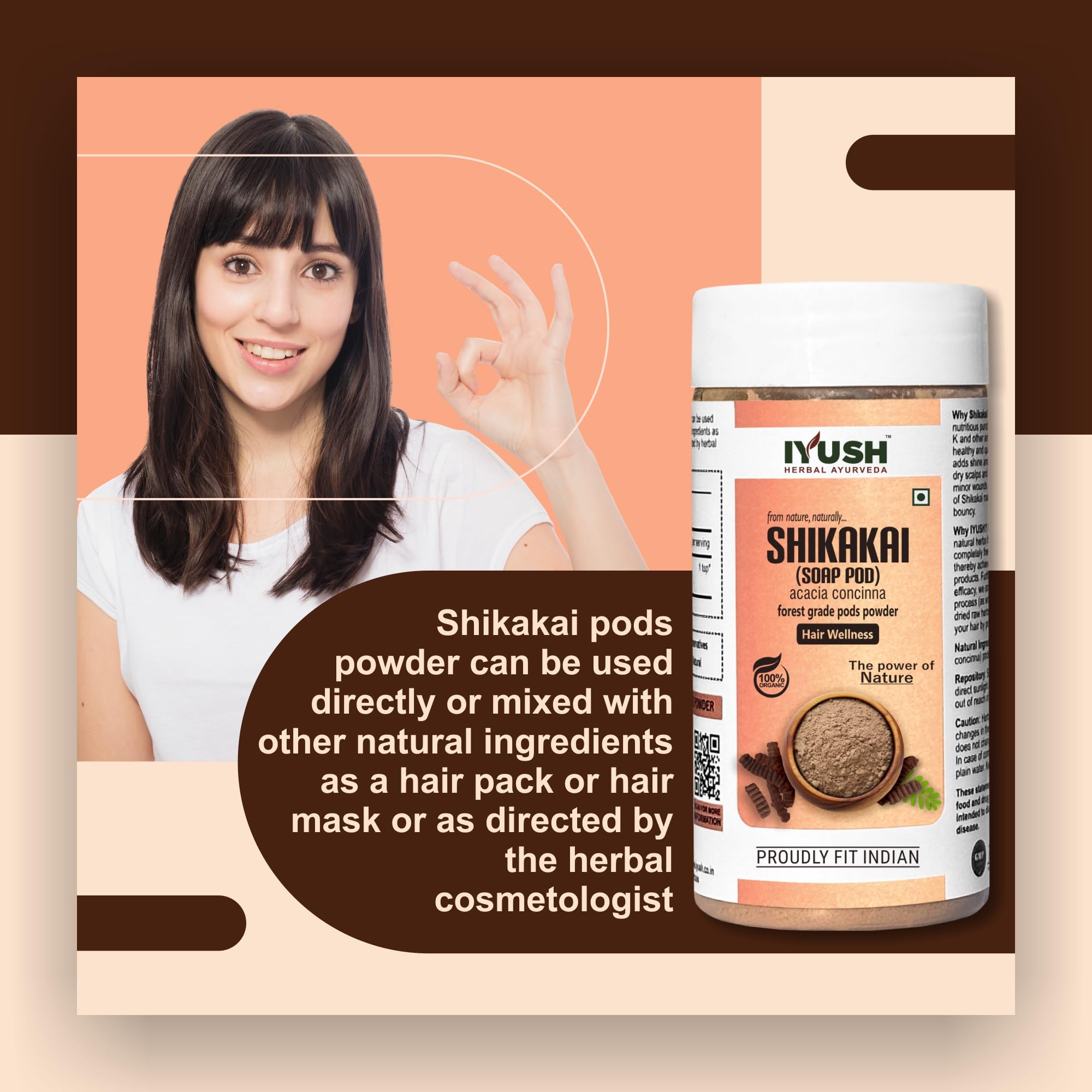 IYUSH Ayurvedic Shikakai Powder for Hair Growth & Volume – 250gm | Natural Herbal Hair Wash | Deep Conditioning Hair Mask for Smooth & Strong Hair | Perfect for DIY Hair Treatments & Ayurvedic Hair Care Routines