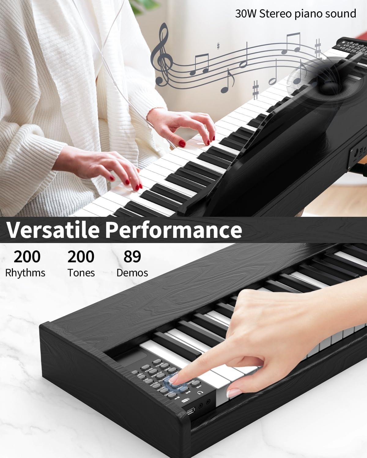 88-Key Digital Piano for Beginners - Full-Size Weighted Hammer Action Electric Keyboard with 200 Voices, 200 Rhythms & 89 Demo Songs | Includes 3 Piano Pedals & Power Adapter | Perfect for Home Practice, Music Lessons & Studio Recording