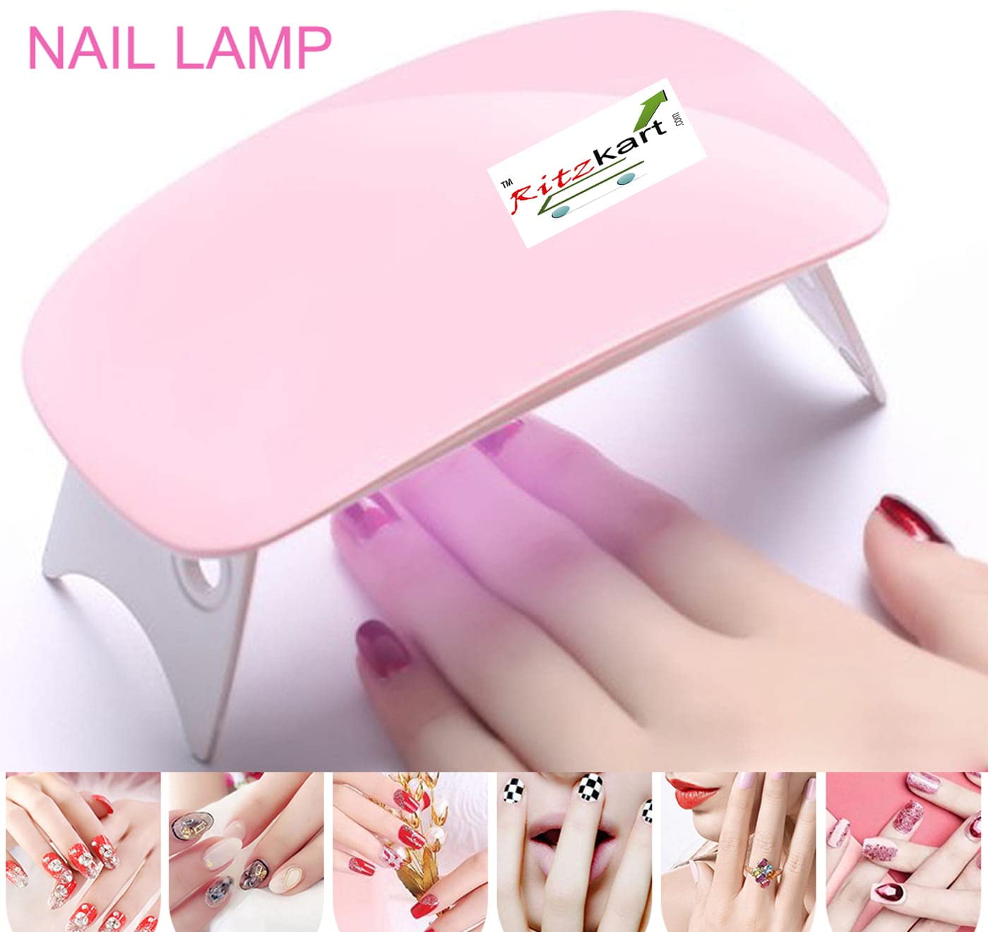 Ritzprime Mini UV LED Nail Lamp - Portable Mouse-Shaped Gel Nail Dryer with USB Cable for All Gel Polish (Pink) | Perfect for Home Manicures, Travel & Salon Use