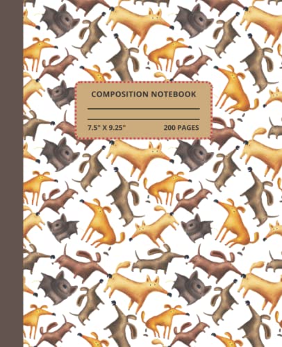 Playful Dogs Composition Notebook - 200 Wide Ruled Lined Pages, 7.5