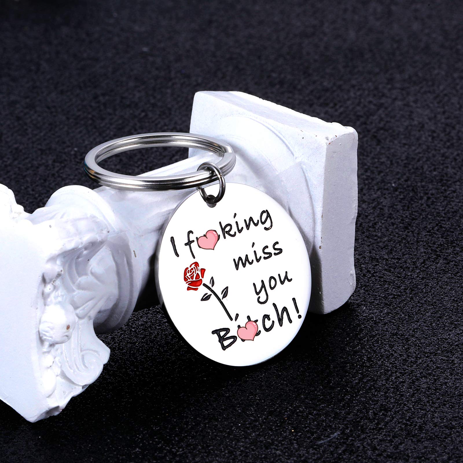 Funny Friendship Keychain Gift for Best Friend - Thoughtful Present for Sister, BFF, or Sorority - Long Distance Miss You Gift for Women - Reunion & Birthday Jewelry Keyring - Perfect for Gifts, Parties, and Special Occasions