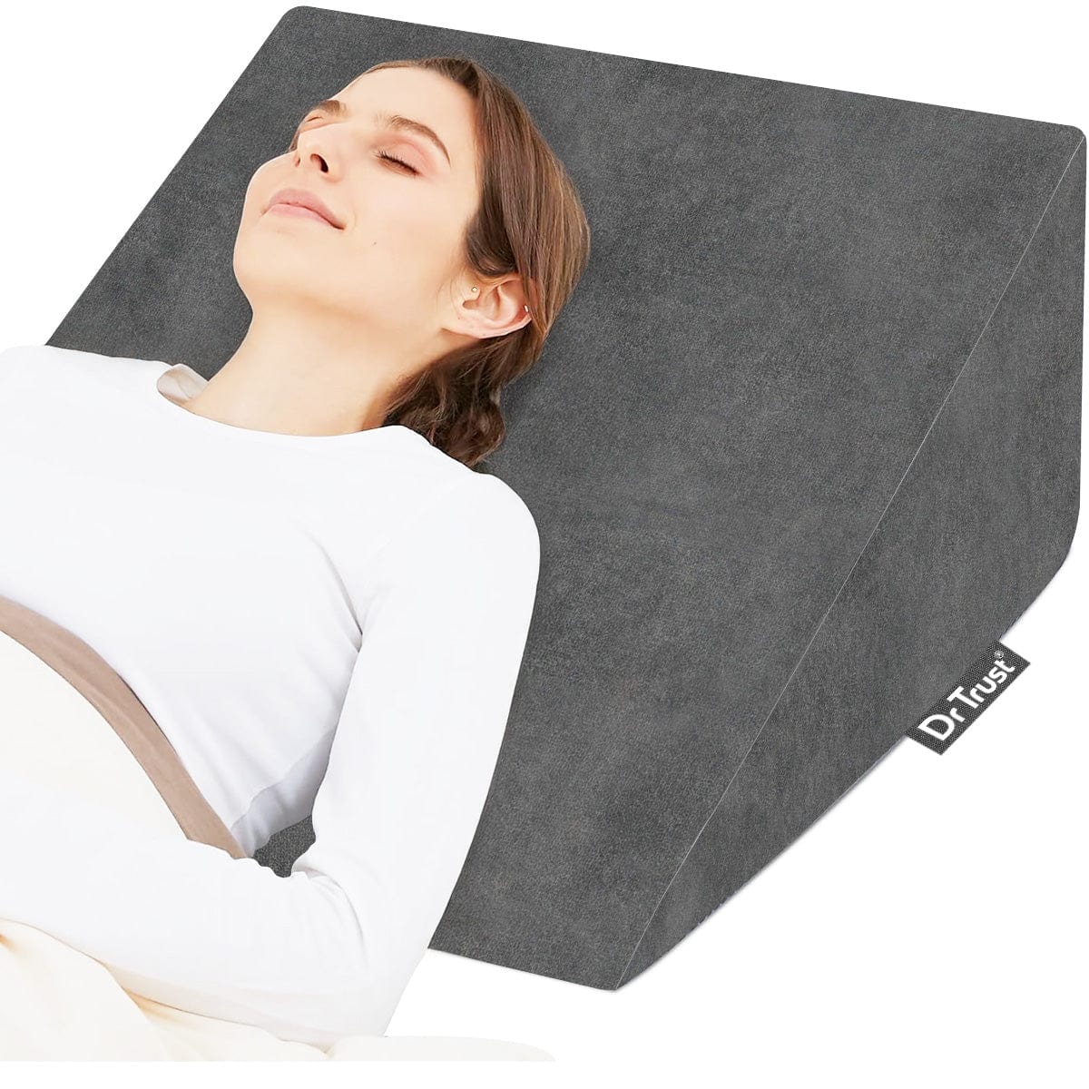 Dr Trust USA Orthopedic Wedge Pillow - Memory Foam Back Support for Sleeping, Sitting in Bed, Lumbar & Spine Pain Relief - Ideal for Acid Reflux, Snoring, Neck & Coccyx Pain - Perfect for Home, Office & Travel Use
