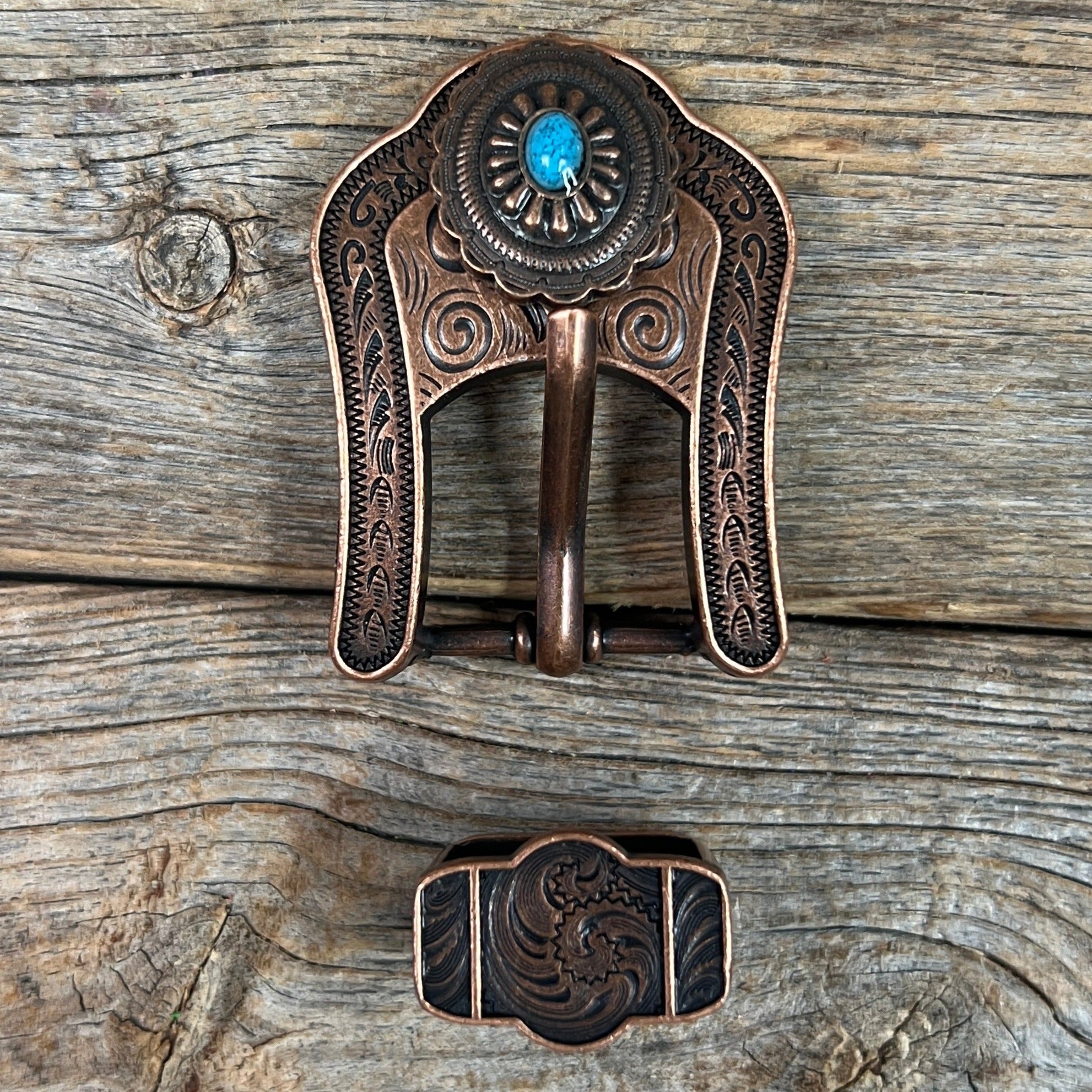 Authentic Copper Turquoise Oval Western Concho Belt Buckle W179 - Perfect for Cowboy Boots, Leather Belts & Western Fashion Accessories