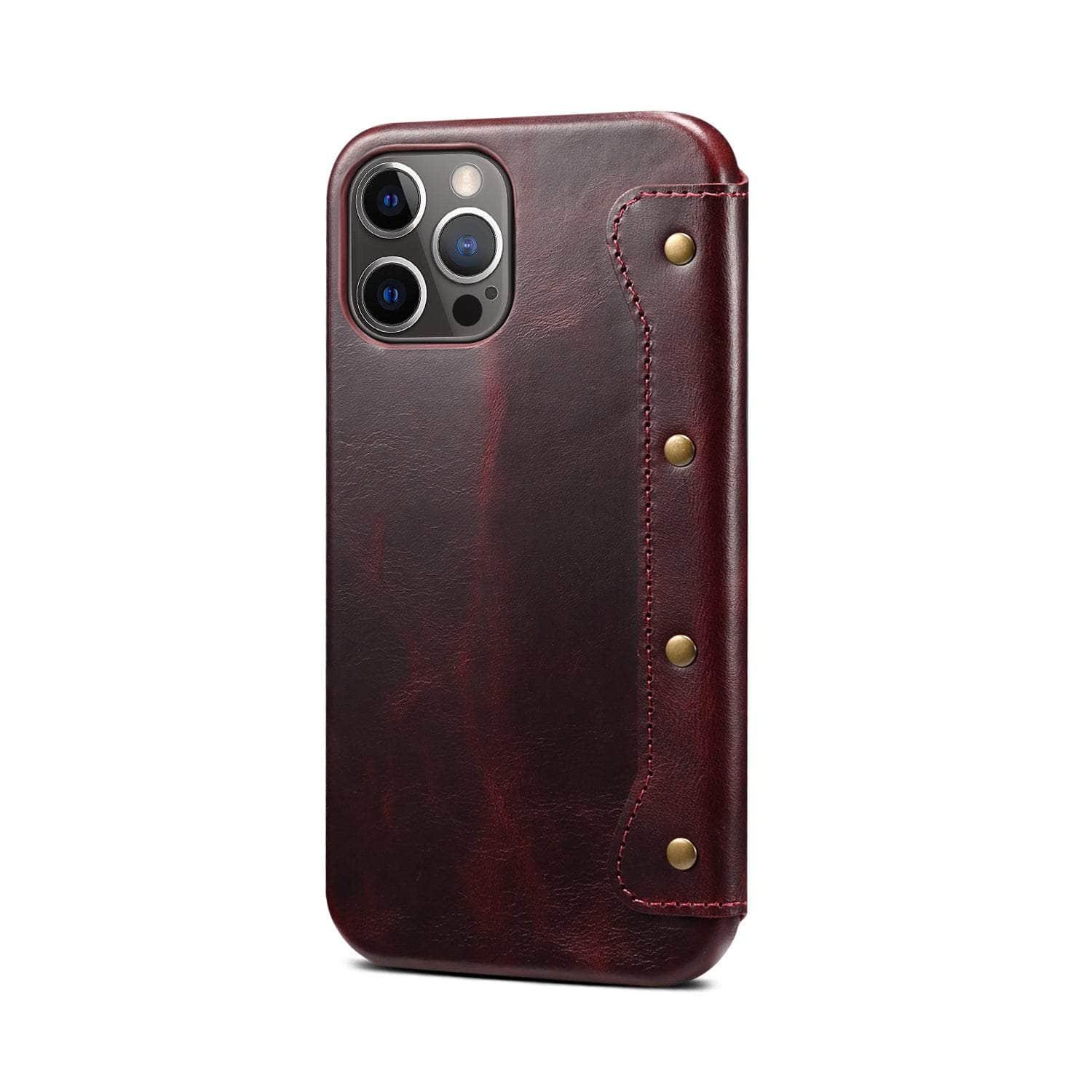 Genuine Leather iPhone 14 Case with Card Holder - Vintage Style Wallet Phone Cover for Men & Women - Perfect for Everyday Use, Travel and Business Meetings