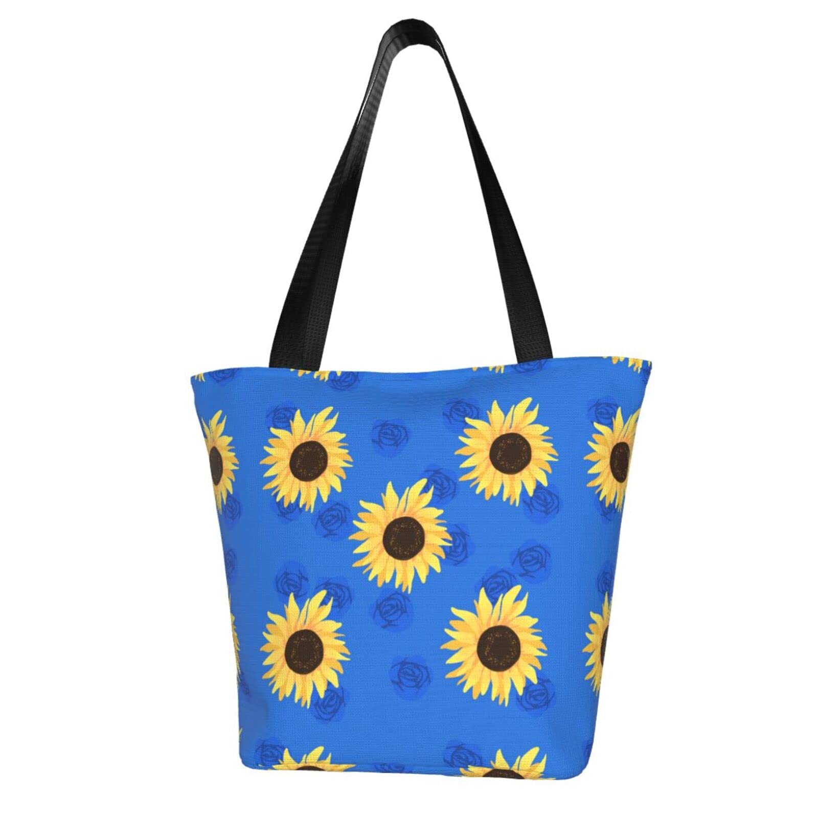 Stylish Black Canvas Tote Bag with Zipper - Durable Shoulder Bag for Women, Grocery Shopping, Work, Travel & Laptop Carry - Eco-Friendly Reusable Tote for Everyday Use