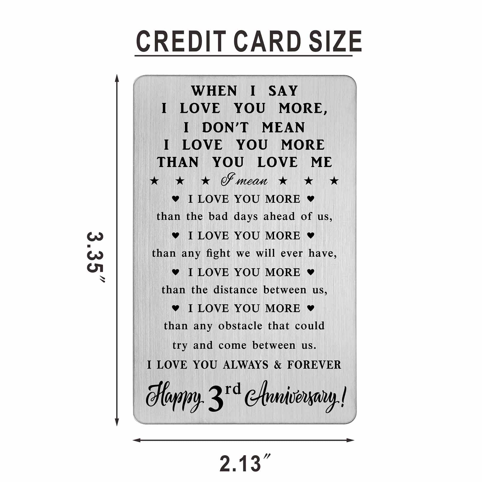 3rd Year Anniversary Card & Wallet Gift for Husband - Romantic Wedding Gifts for Men - CPLJW 3-Year Anniversary Keepsake | Perfect for Anniversaries, Valentine's Day & Special Occasions