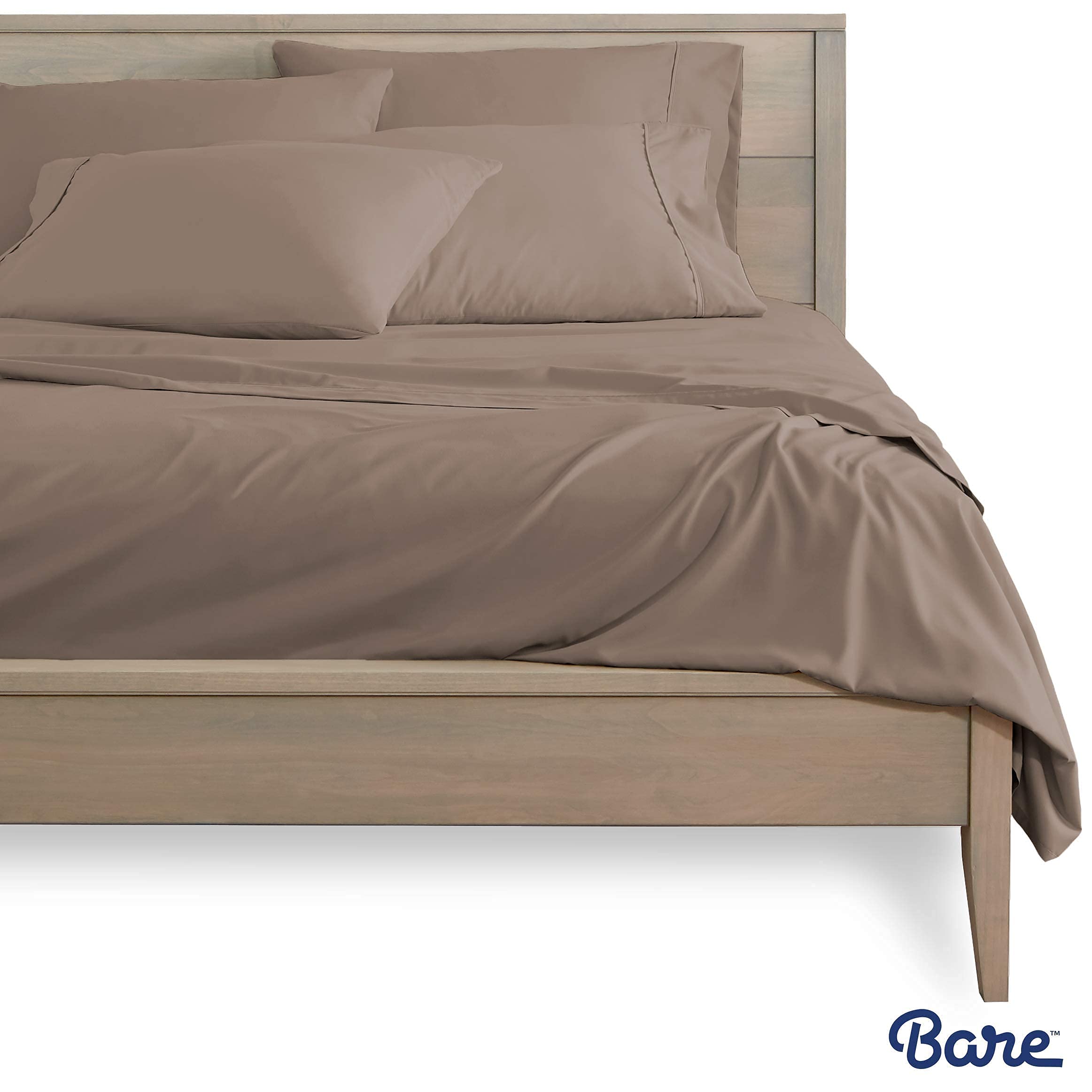 Bare Home 6-Piece Microfiber Bedding Set - California King Size Taupe Sheets with 4 Pillowcases | Ultra-Soft Breathable Bed Sheets for Luxurious Sleep & Guest Room Comfort