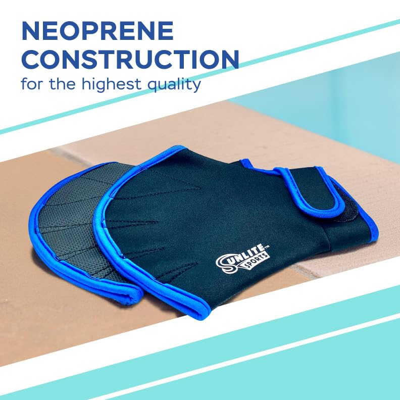 Sunlite Sports Water Fitness Gear - Foam Dumbbells & Neoprene Swim Gloves for Aqua Aerobics, Pool Therapy & Underwater Workouts - Perfect for Swimming, Rehabilitation & Water Exercise Classes