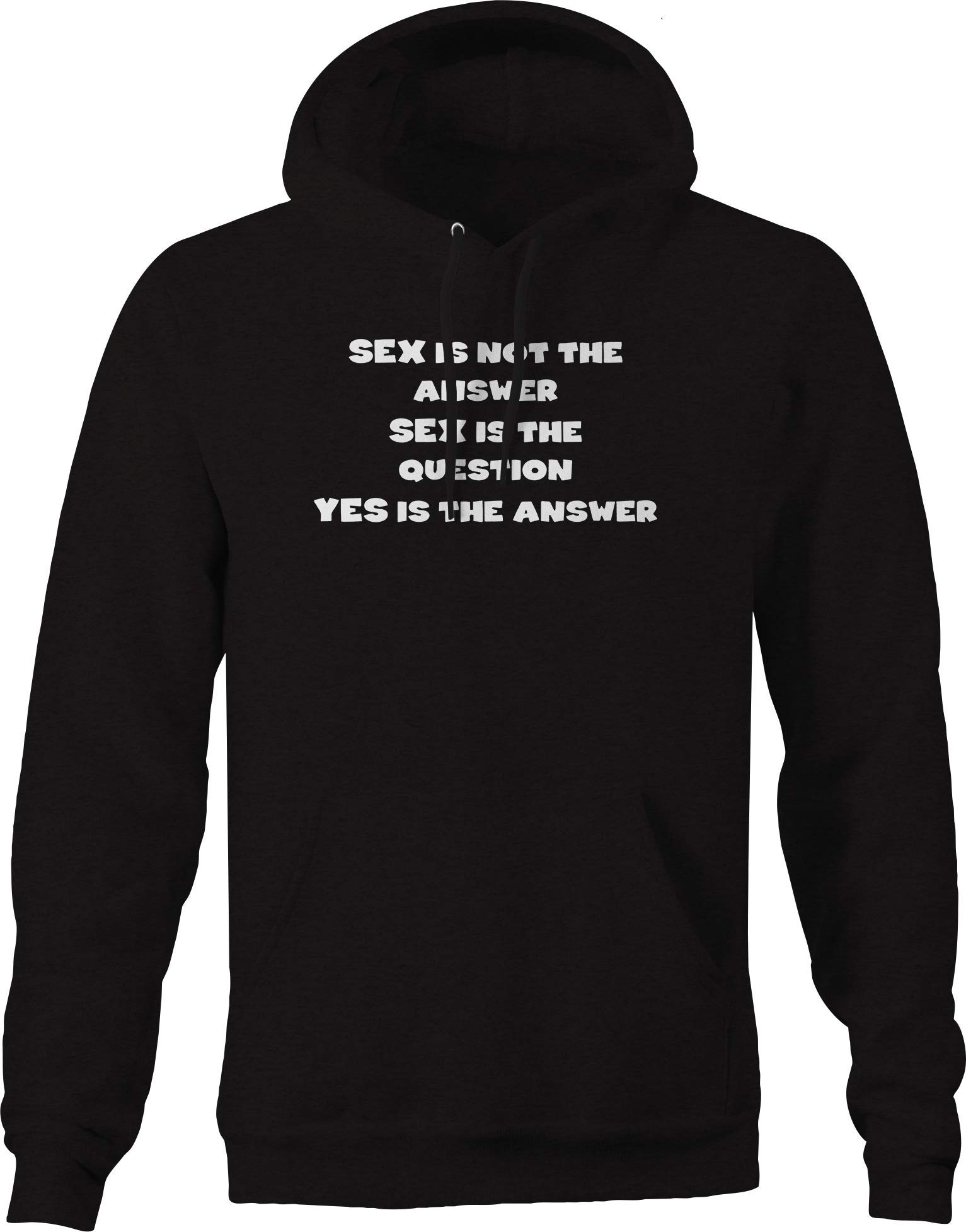 Funny Sexy Hoodies for Men - Novelty Sex Question Answer Printed Sweatshirt - Black - Perfect for Parties, Gifts & Casual Wear