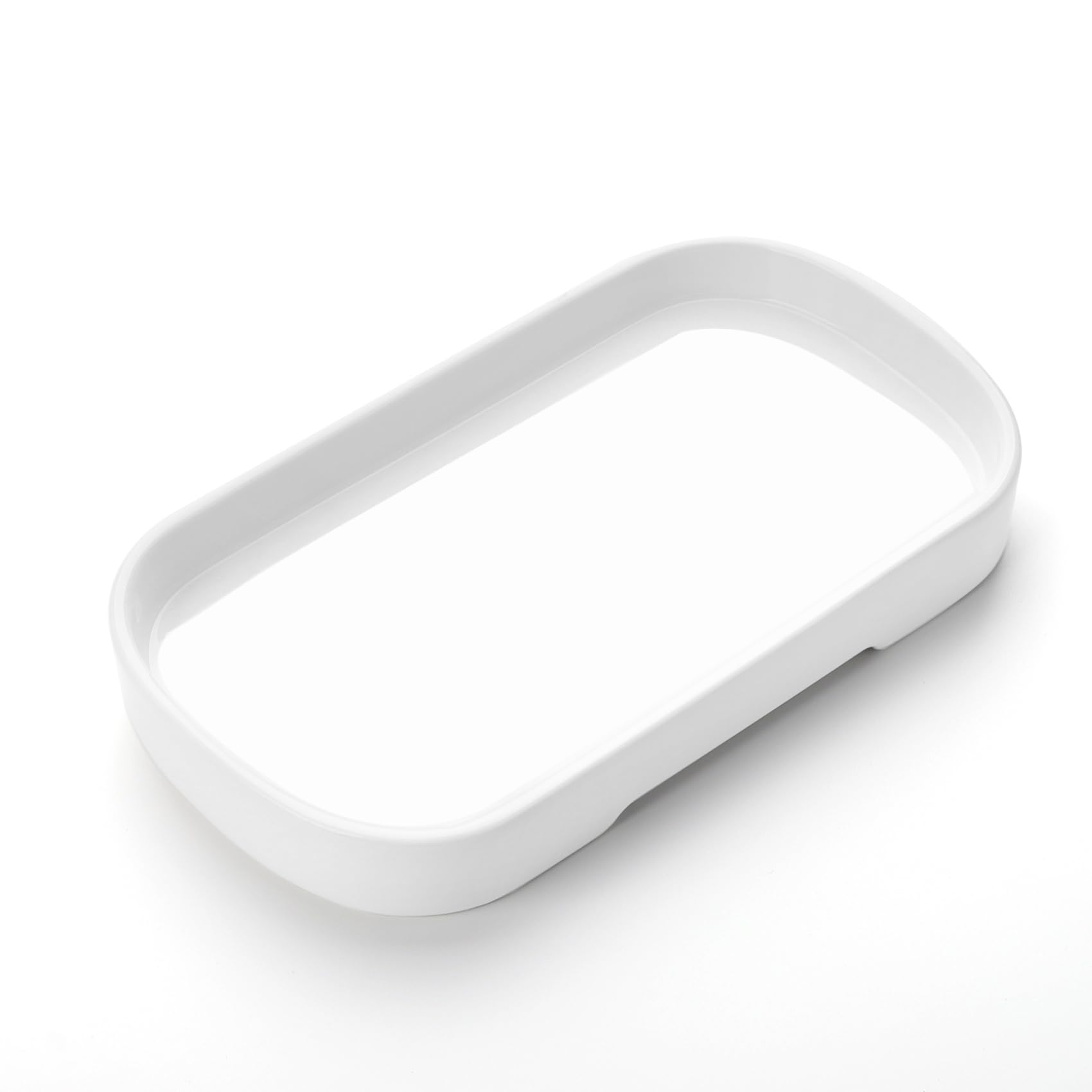 Nucookery 8 Inch Oval Ceramic Vanity Tray with Feet - Waterproof Bathroom Countertop Organizer for Perfume, Jewelry & Essentials - Elegant White Decorative Tray for Spa, Master Bath & Guest Room Decor