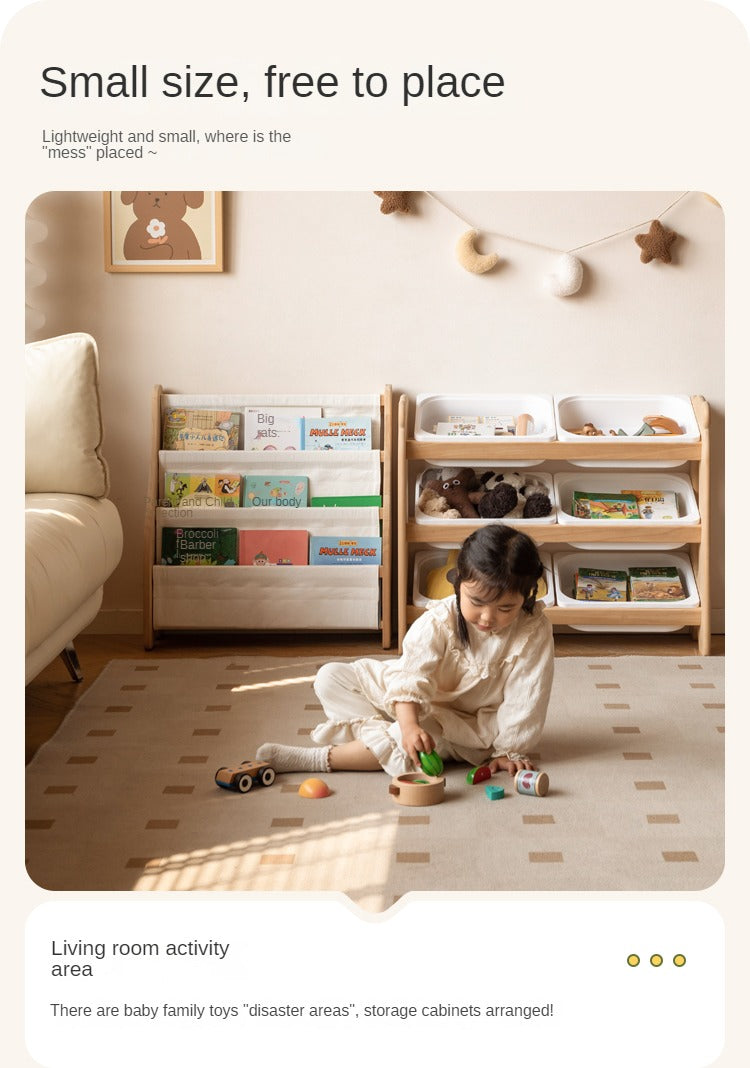Solid Wood Kids Bookshelf - Poplar Multi-Tier Floor Standing Storage Organizer for Toys, Books & Nursery Decor | Perfect for Playrooms, Bedrooms & Daycares