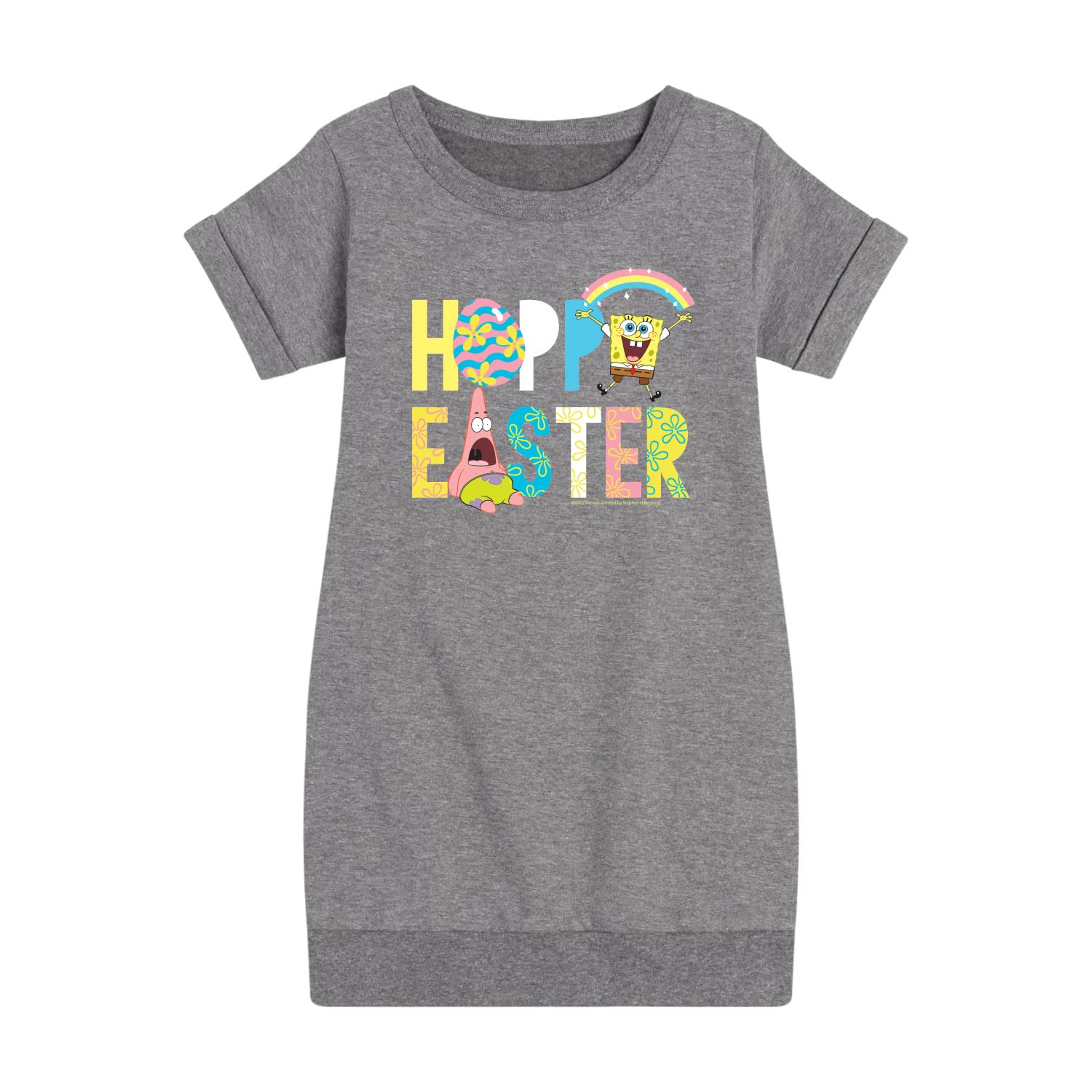 HYBRID APPAREL Spongebob Squarepants Easter Fleece Dress for Toddler & Youth Girls - Cute Cartoon Character Outfit for Spring Celebrations, Easter Egg Hunts & Holiday Photos