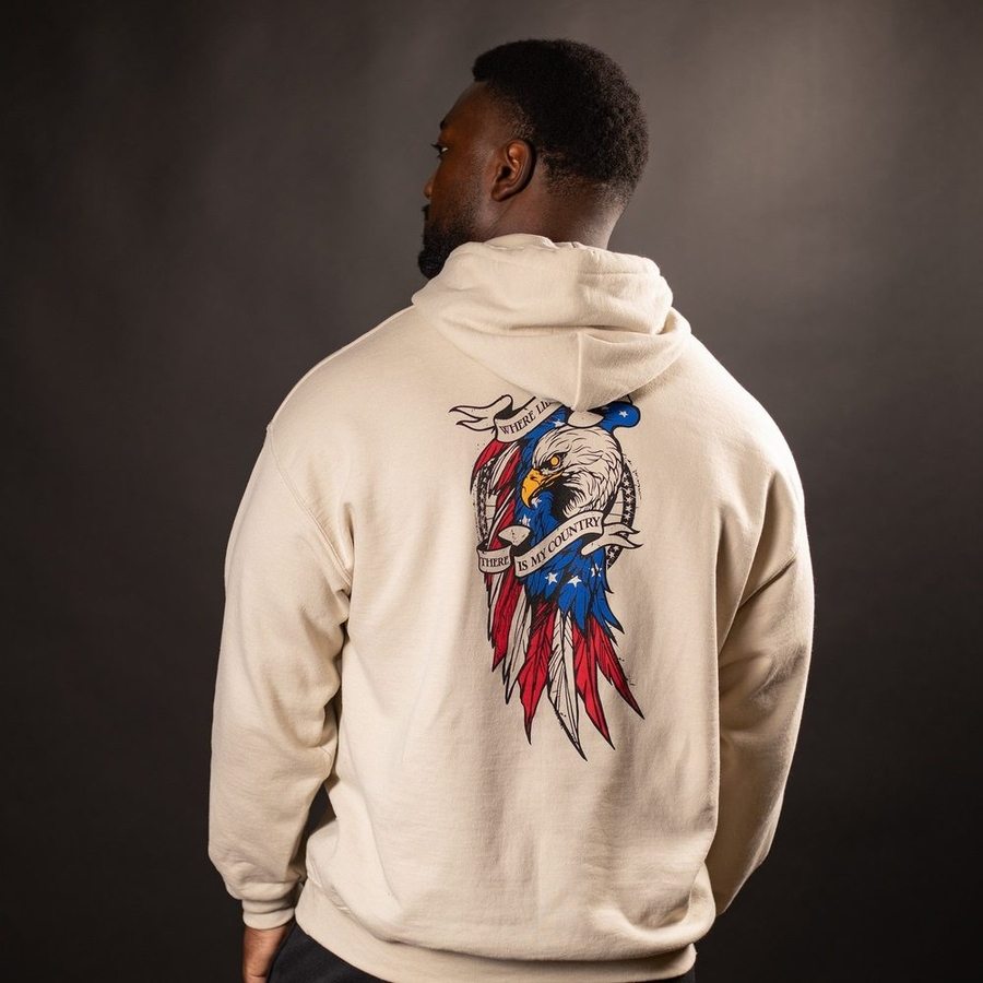 Liberty Dwells Hoodie - Cozy Fleece Pullover for Men & Women | Sand Color | Perfect for Casual Wear, Outdoor Activities & Street Fashion