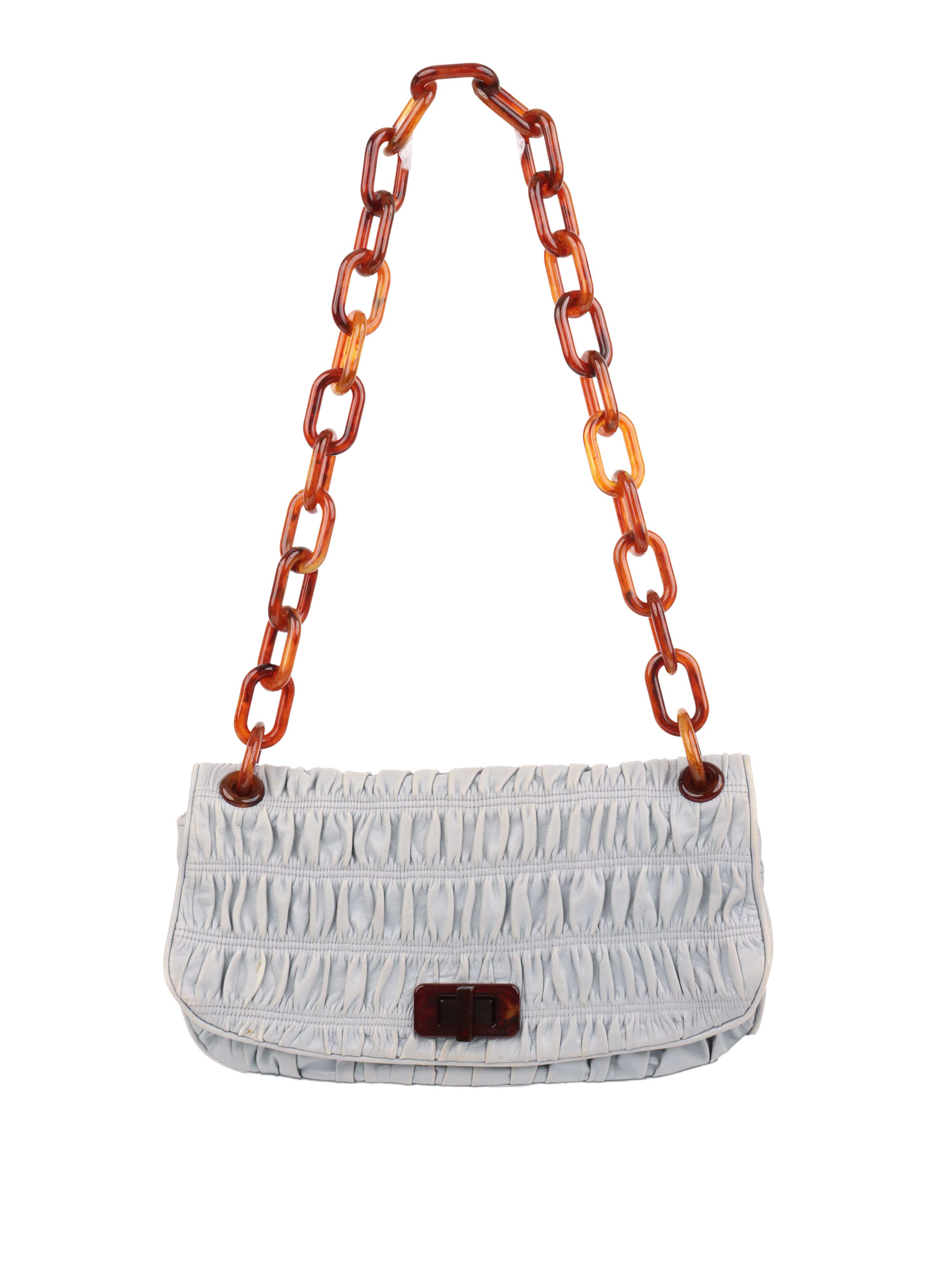 Prada Light Blue Shoulder Bag for Women | Genuine Leather Crossbody Purse | Fashionable Handbag for Work, Travel & Evening Out