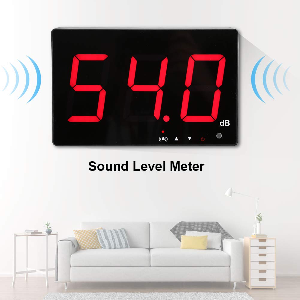 9.6 Inch LCD Digital Sound Level Meter - 30-130dB Noise Tester with Alarm Function, USB Powered, Wall Mountable - Perfect for Home, Office, Factory Noise Monitoring & Industrial Safety Compliance