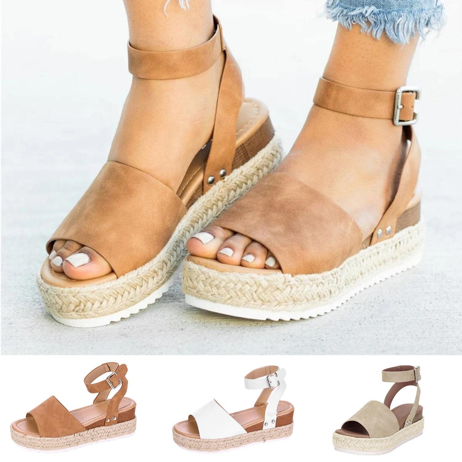 Gibobby Women's Casual Summer Sandals - Buckle Ankle Strap Flat Flip Flops with Open Toe | Comfortable Beach & Pool Slides for Outdoor Walking, Vacation and Daily Wear