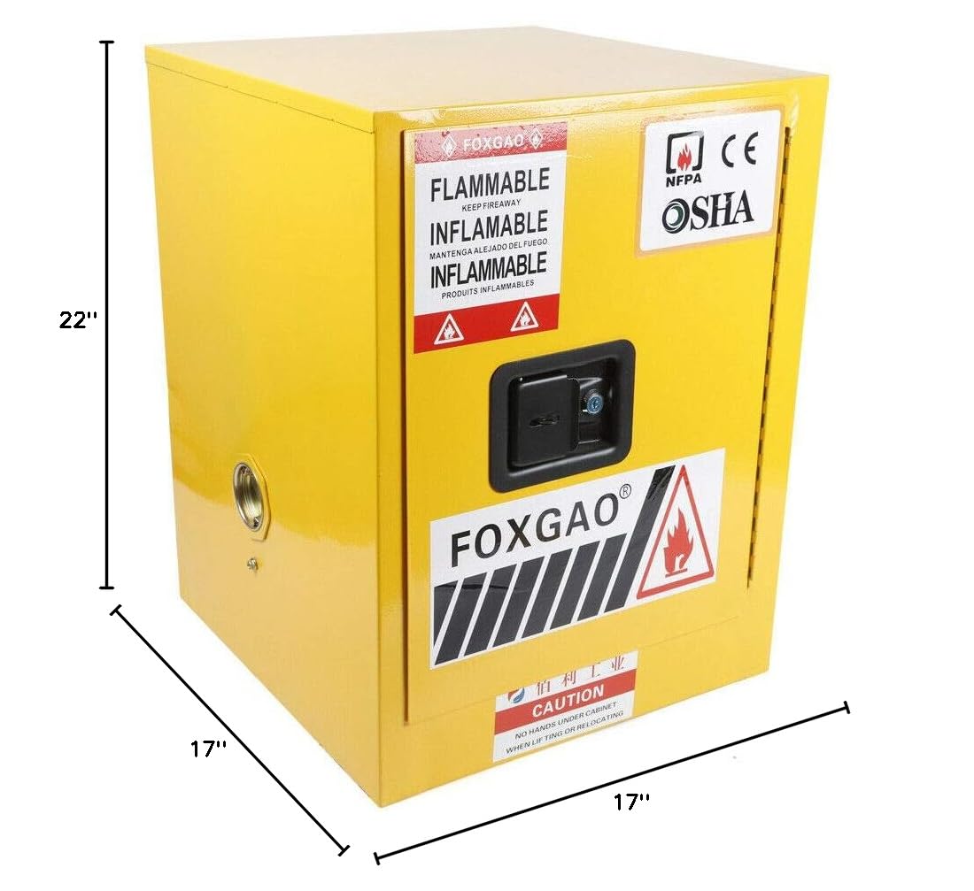 12 Gallon Yellow Flammable Liquids Safety Storage Cabinet - 17