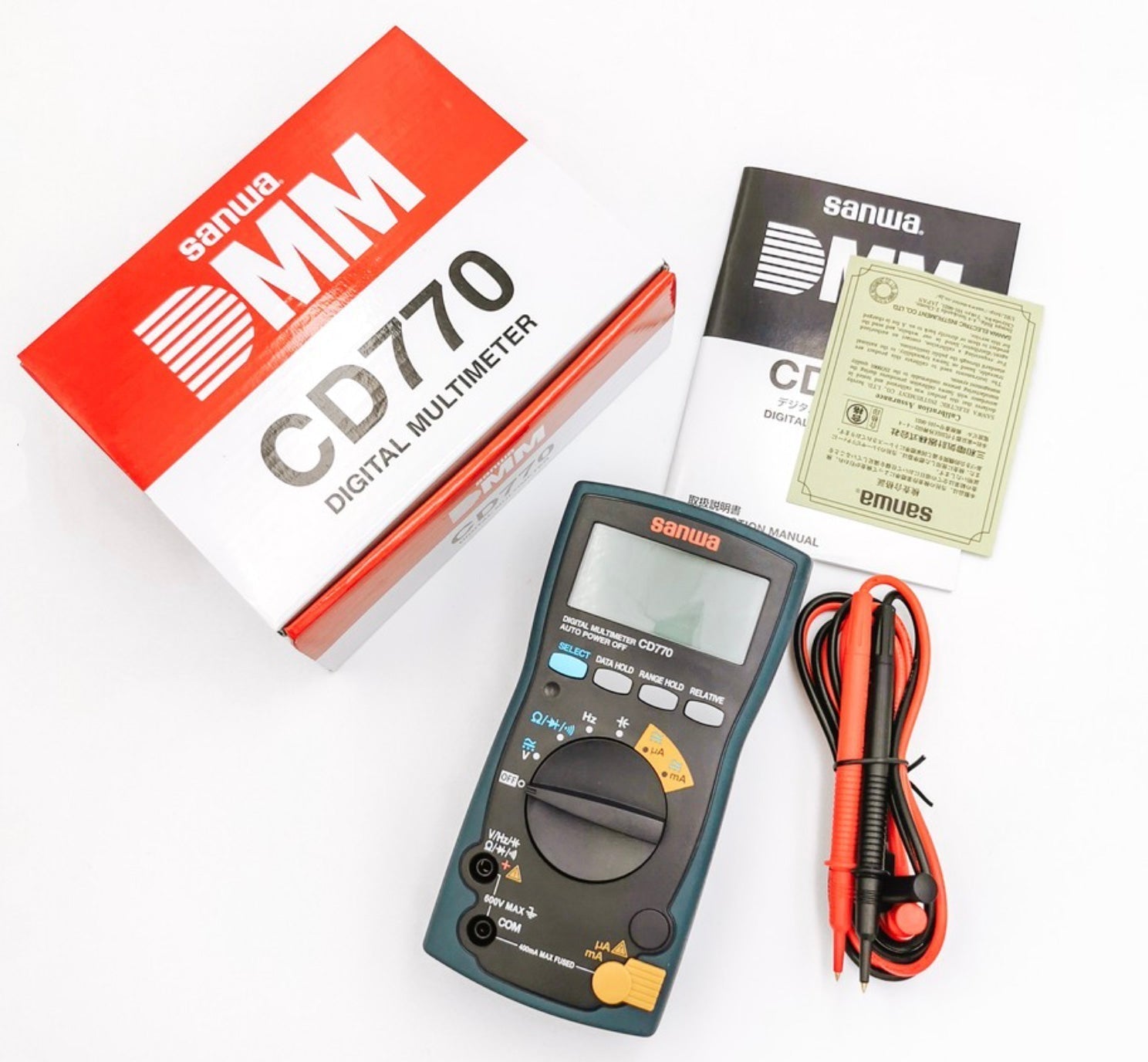 CD770 Digital Multimeter with Continuity Buzzer - Auto-Ranging Voltage Tester for Home, Car & Electronics Repair | Measures AC/DC Voltage, Current, Resistance | Ideal for Electricians & DIY Projects