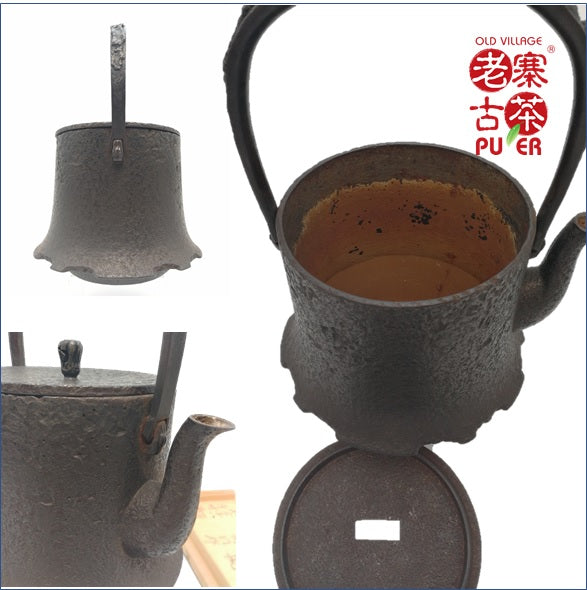 Authentic Japanese Nanbu Satetsu Tetsubin Iron Teapot - Koizumi Nizaemon 8th Generation, Sawahiro Inch Cylinder Shape with Original Box - Perfect for Traditional Tea Ceremony & Home Brewing