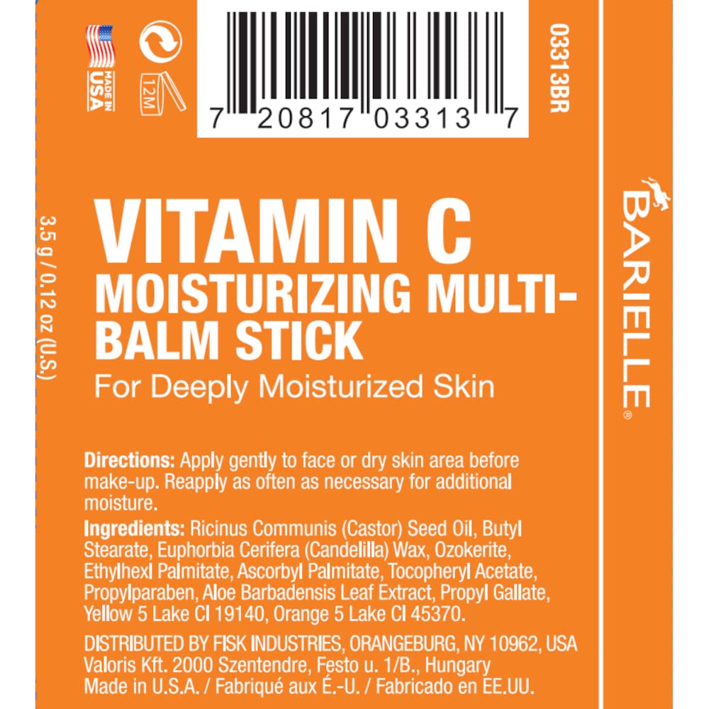 Barielle Vitamin C Moisturizing Balm Stick for Dry Skin - Hydrating Facial Treatment Stick with Antioxidants (4-Pack) | Daily Skincare Routine & Travel Essential