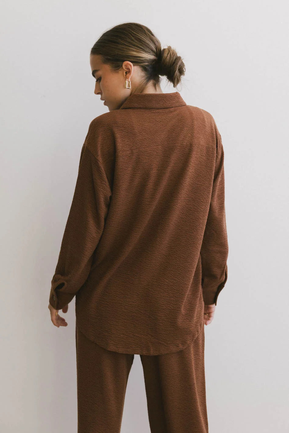 Etta Button Up Shirt in Terracotta - Women's Casual Blouse for Work & Weekend | Final Sale