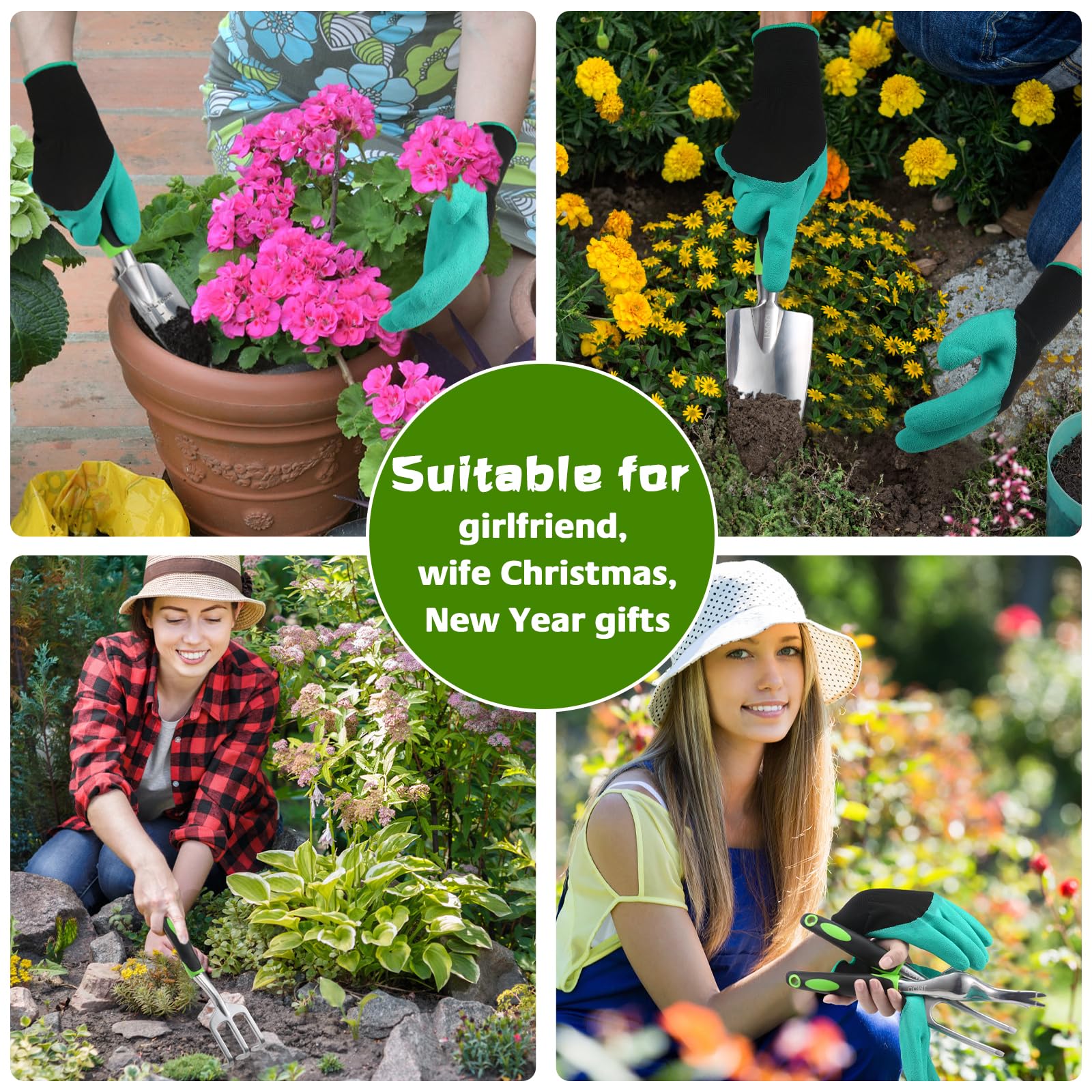 8-Piece Garden Tool Set with Non-Slip Ergonomic Handles - Lightweight Rust-Proof Aluminum Alloy Gardening Tools for Women & Men - Perfect for Planting, Weeding, and Landscaping in Backyards & Flower Beds