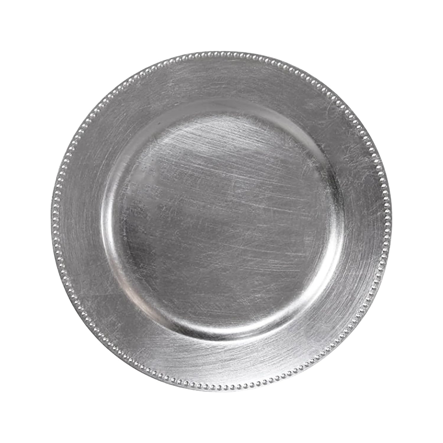 24 Pack 13 Inch Silver Beaded Plastic Charger Plates - Heavy Duty Wedding & Party Dinner Plates, Durable Decorative Chargers for Formal Events, Banquets, and Special Occasions