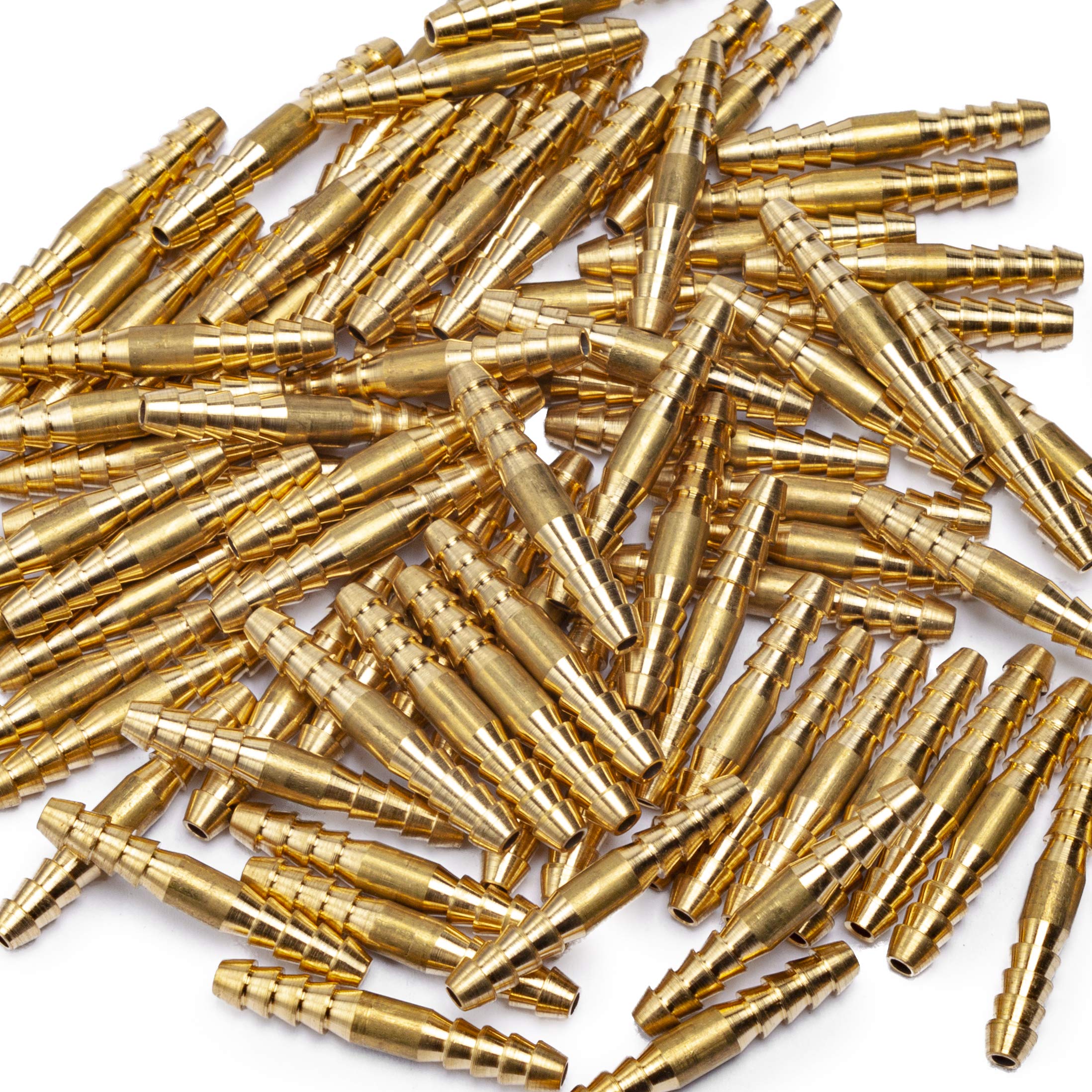LTWFITTING Brass Barb Splicer Mender 1/8-Inch Hose ID Fitting for Air, Water, Fuel - Heavy Duty Boat & RV Plumbing Connectors (Pack of 50) - Ideal for Marine, Automotive, and Irrigation Systems