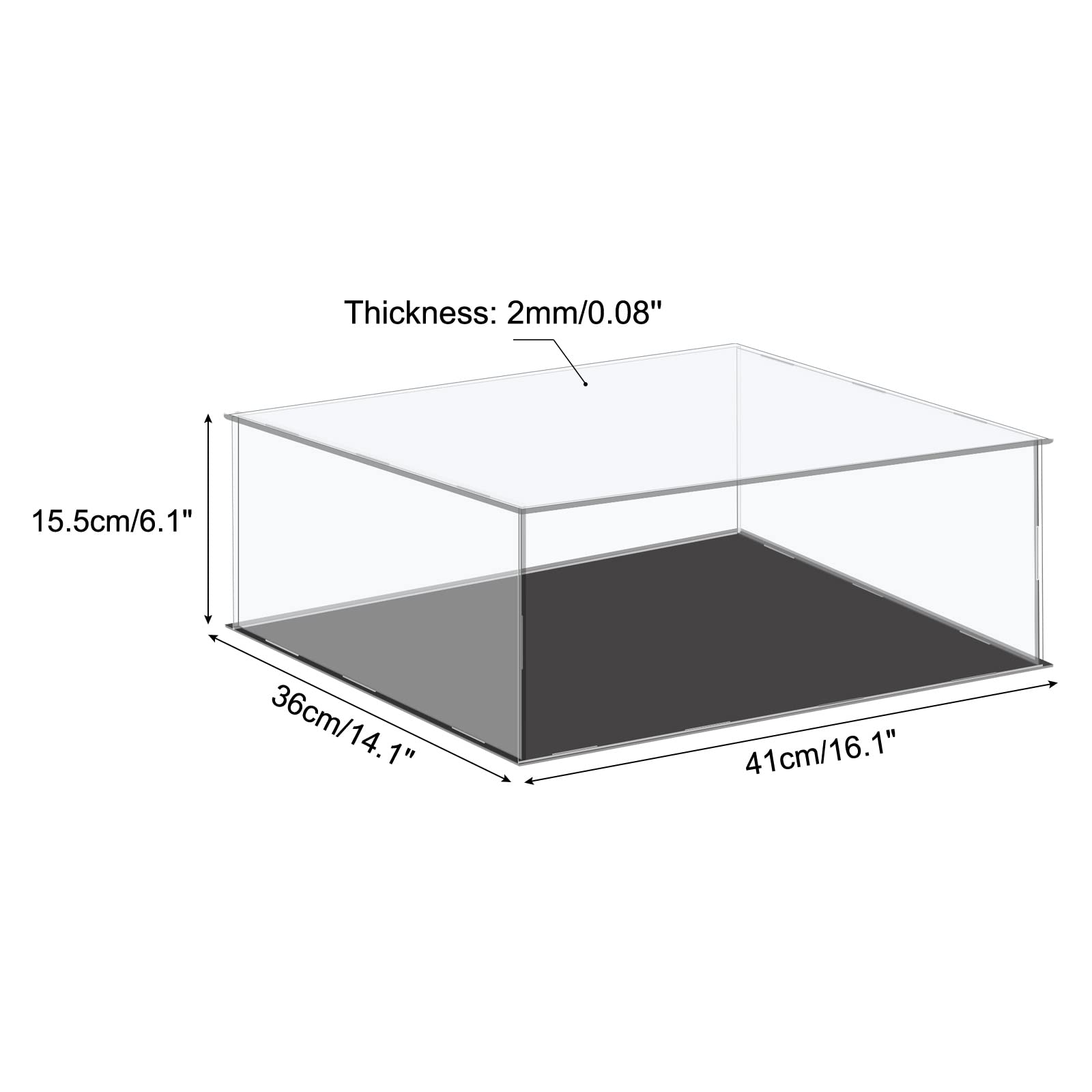 Meccanity Clear Acrylic Display Case - 16.1x14.1x6.1 Inch Dustproof Storage Box for Collectibles, Toys & Action Figures | Perfect for Showcasing Funko Pops, LEGO Sets & Model Cars