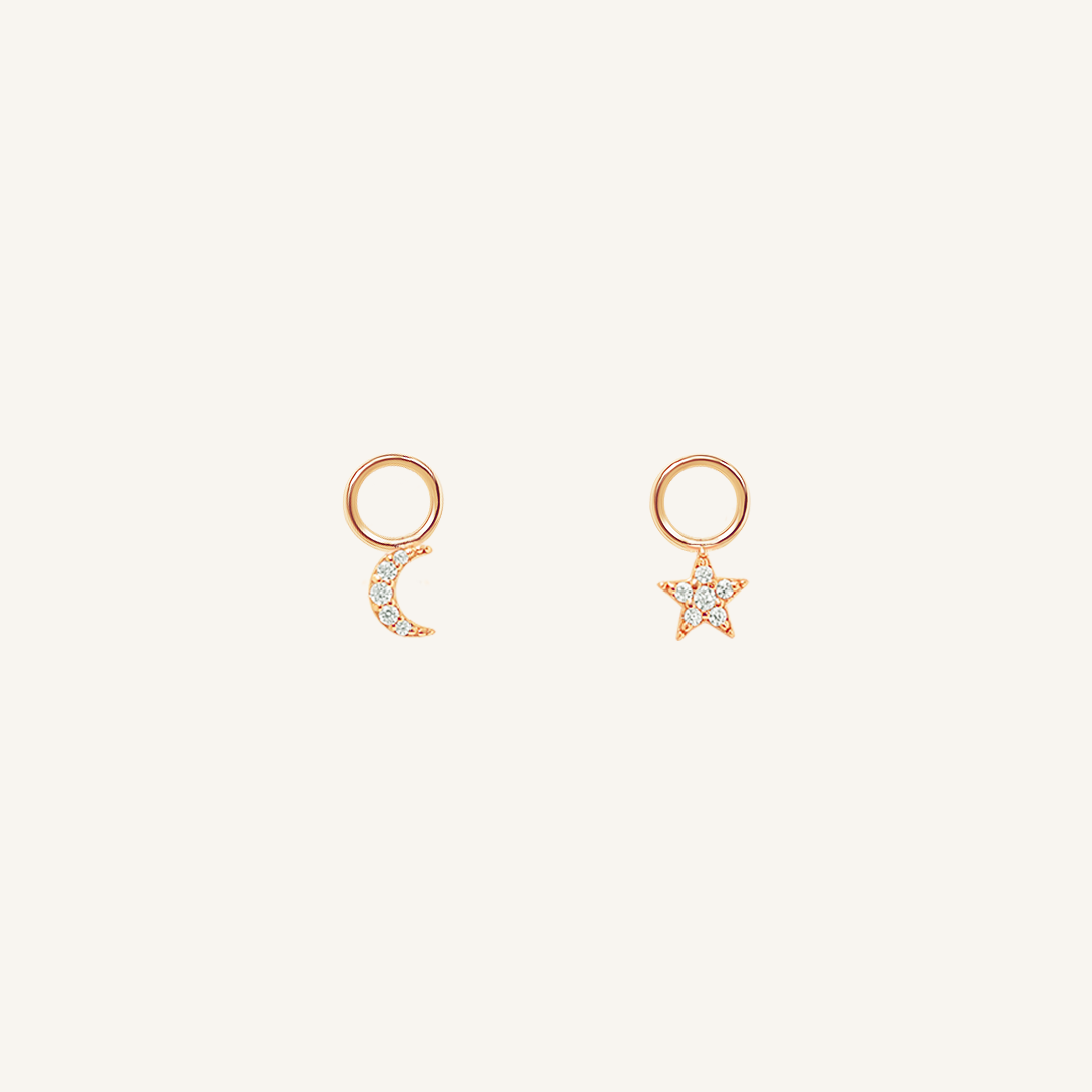 Astro Star Moon Hoop Charm Earrings (Set of 2) - Perfect for Boho Fashion, Festival Outfits & Everyday Wear