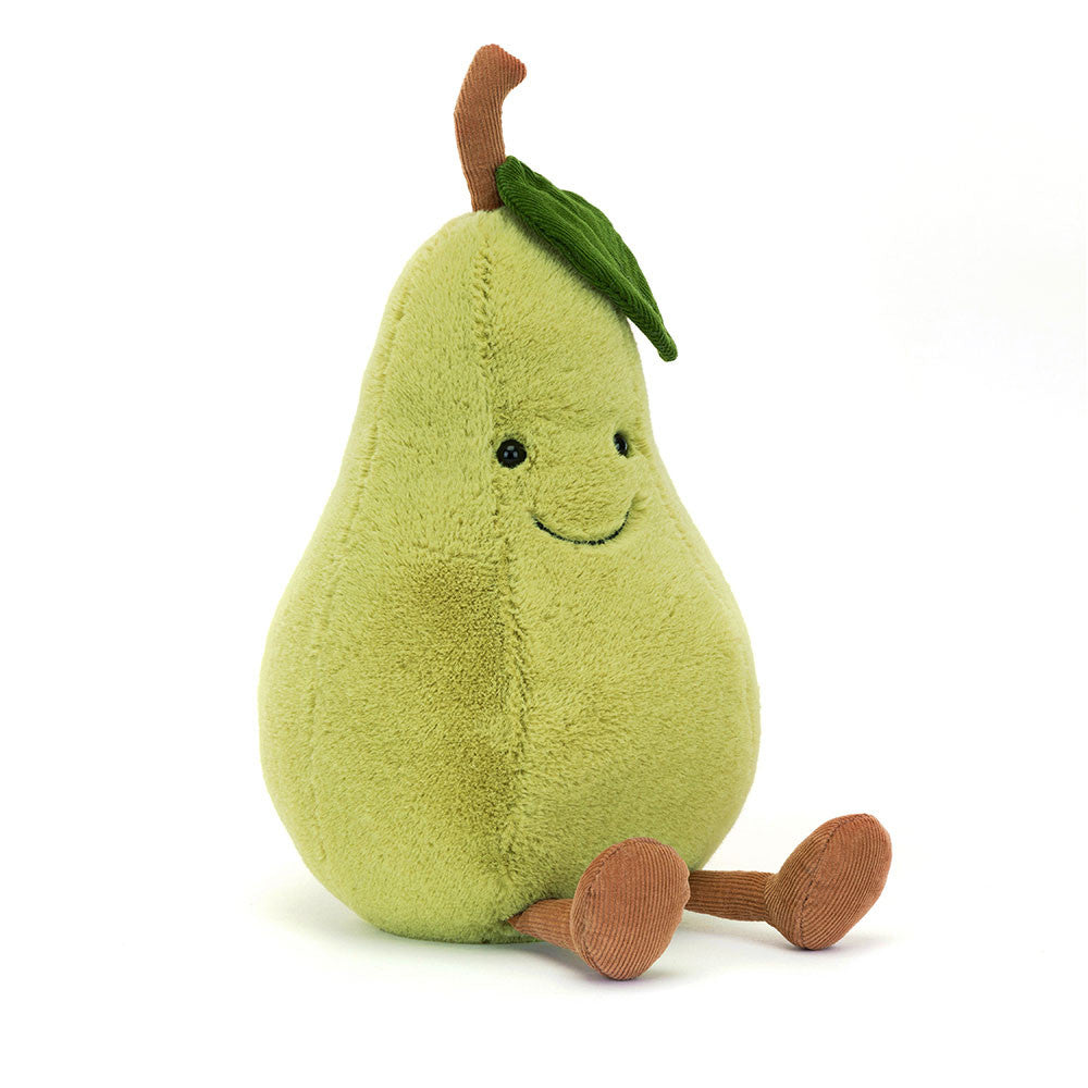 Jellycat Amuseables Pear Plush Toy - Soft & Cuddly Stuffed Fruit for Kids & Adults | Perfect for Nursery Decor, Gifts, and Stress Relief