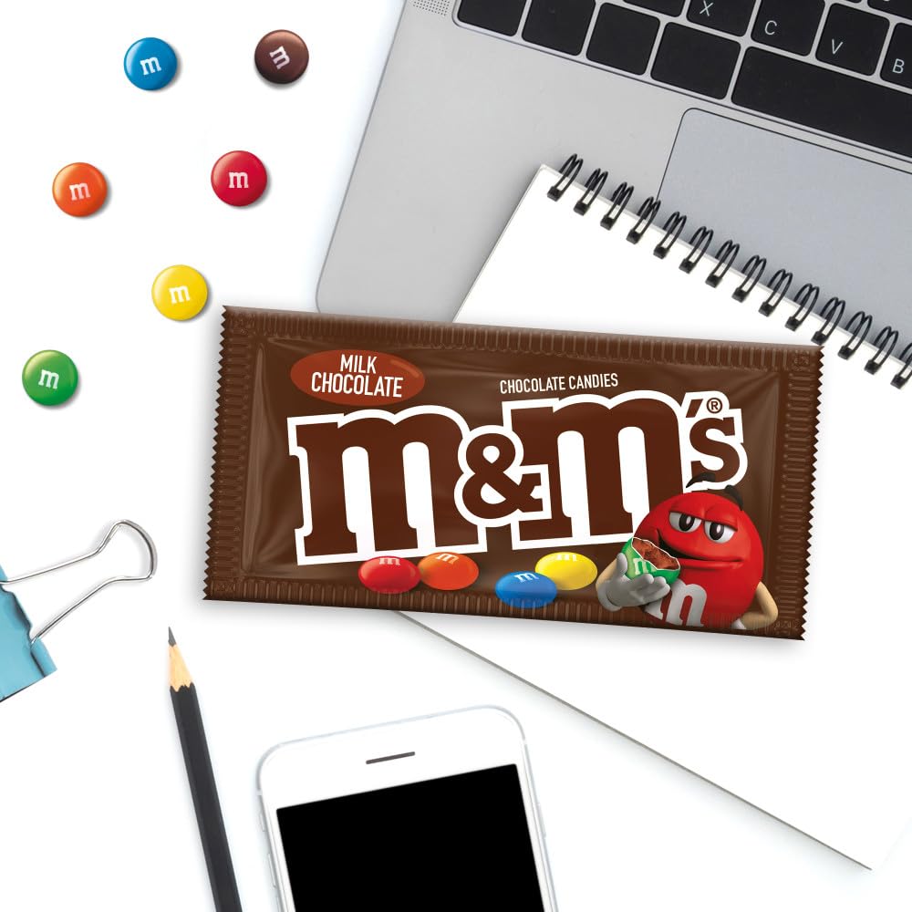M&M'S Milk Chocolate Candy Singles - 1.69-Ounce Pouch (48-Count Box) | Bulk Chocolate Candies for Parties, Halloween, Christmas & Office Snacks