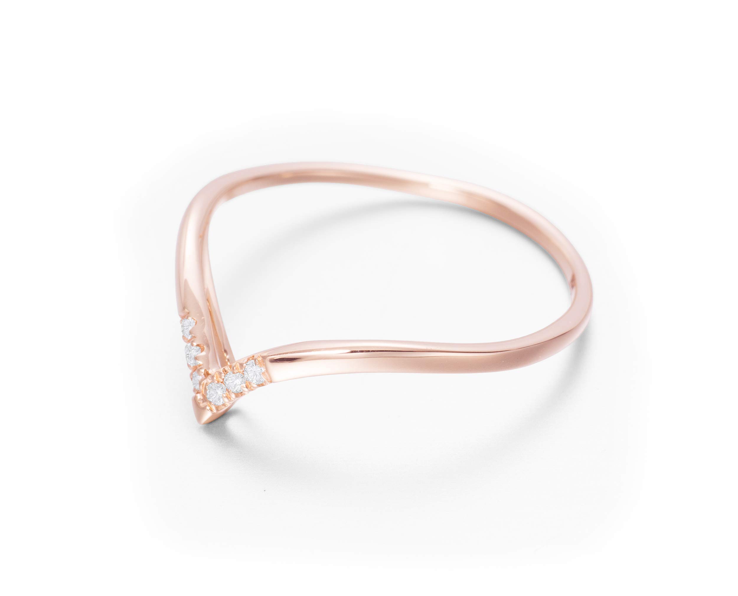 Majade 14K Rose Gold Diamond Chevron Ring - Handmade Minimalist V-Shaped Triangle Engagement & Wedding Band for Women | Perfect for Proposals, Anniversaries, and Special Occasions