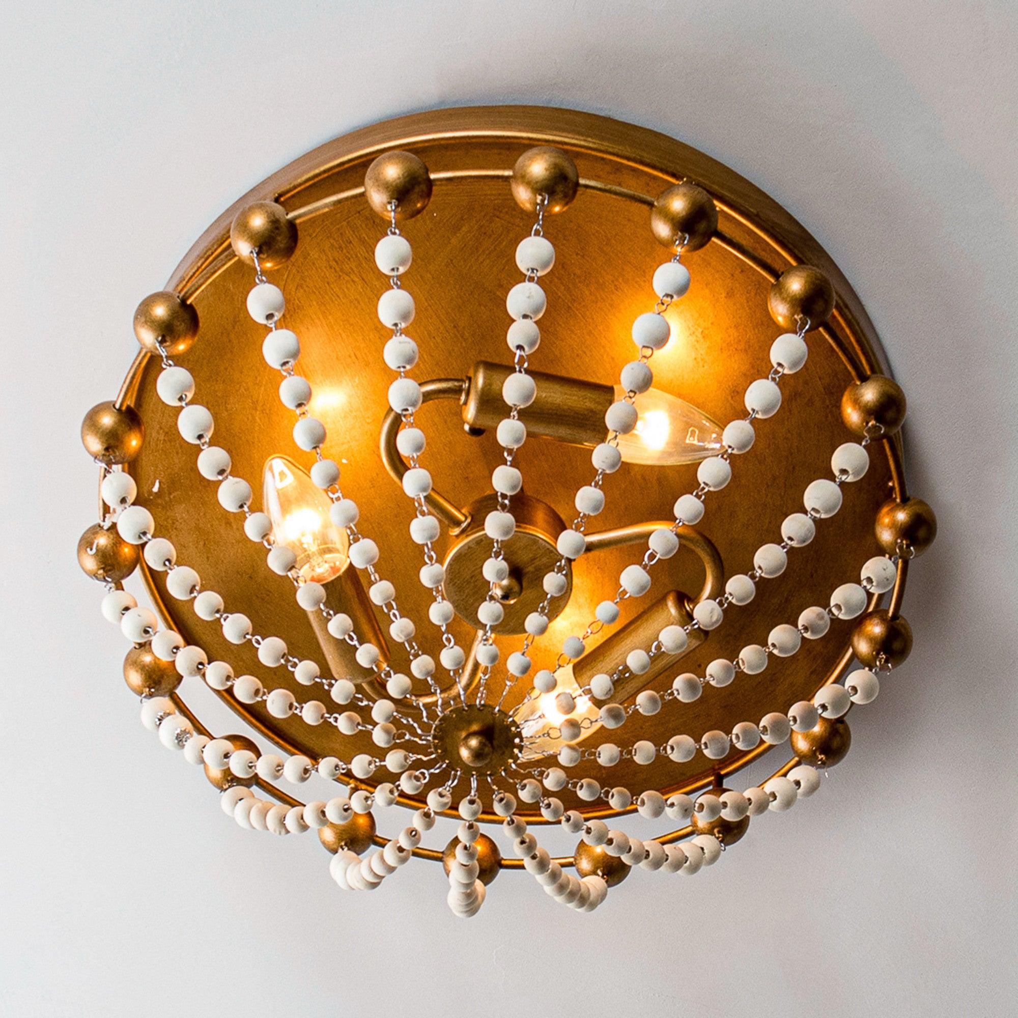 3-Light Golden Bohemian LED Flush Mount Ceiling Light - Modern & Stylish Lighting for Living Room, Bedroom, or Dining Area
