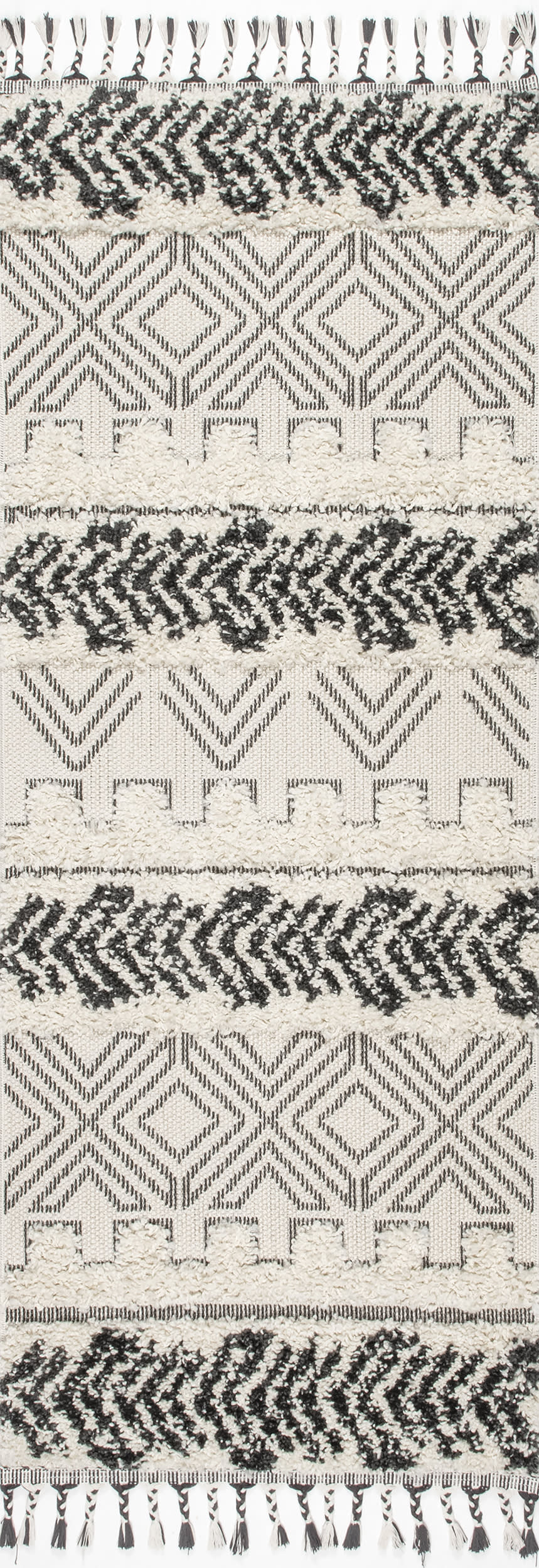 Soft and Plush Banded Shag Area Rug in Light Grey - Perfect for Living Room, Bedroom, and Nursery Decor