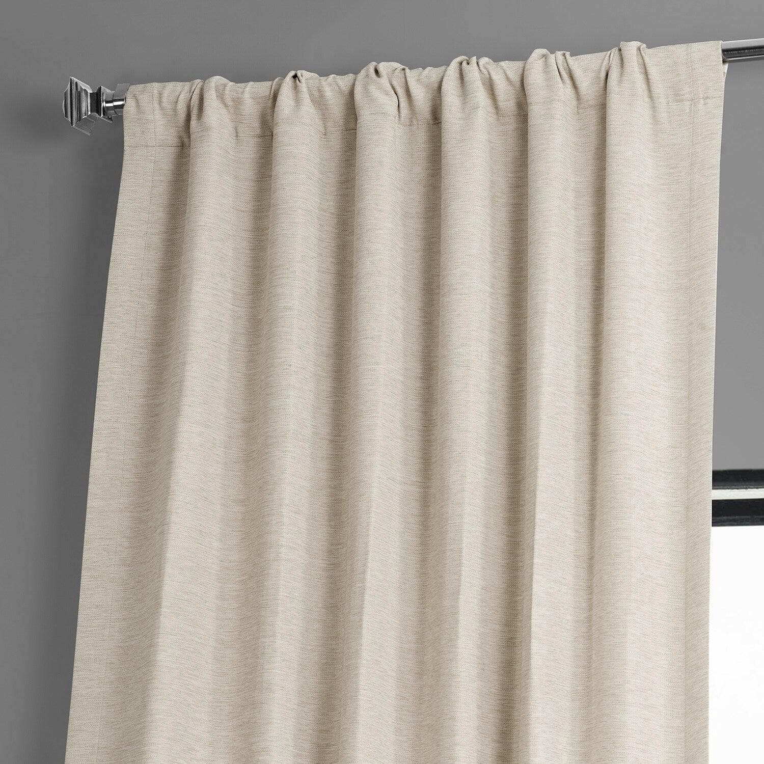 Oat Cream Textured Bellino Blackout Curtains - Thermal Insulated Room Darkening Drapes for Bedroom, Living Room & Nursery