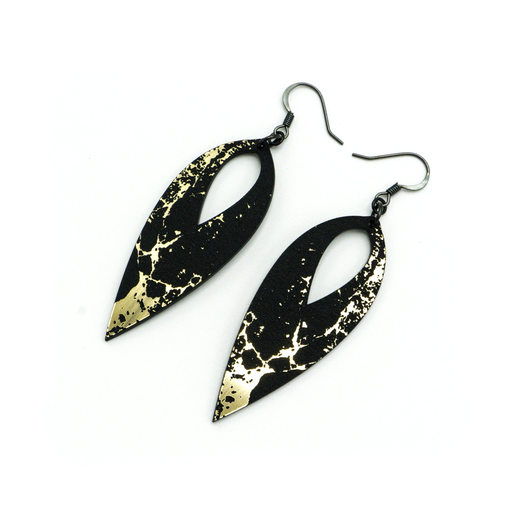 Nativas 19R Acrylic Earrings - Brushed Gold & Black Hoop Earrings for Women, Trendy Statement Jewelry for Party, Wedding & Everyday Wear